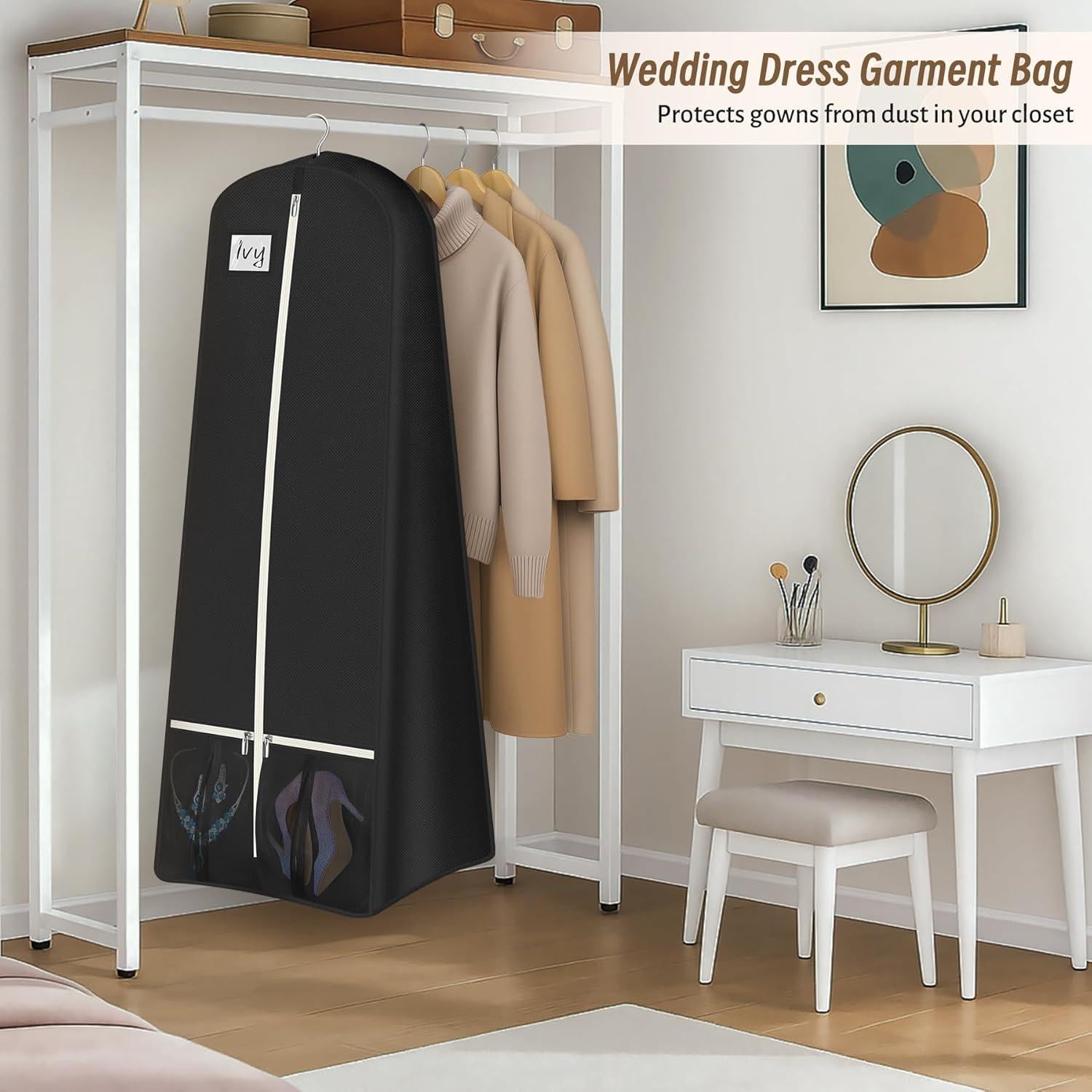 Bolsa de Vestido de Novia KIMBORA 72" con Bolsillos Negros