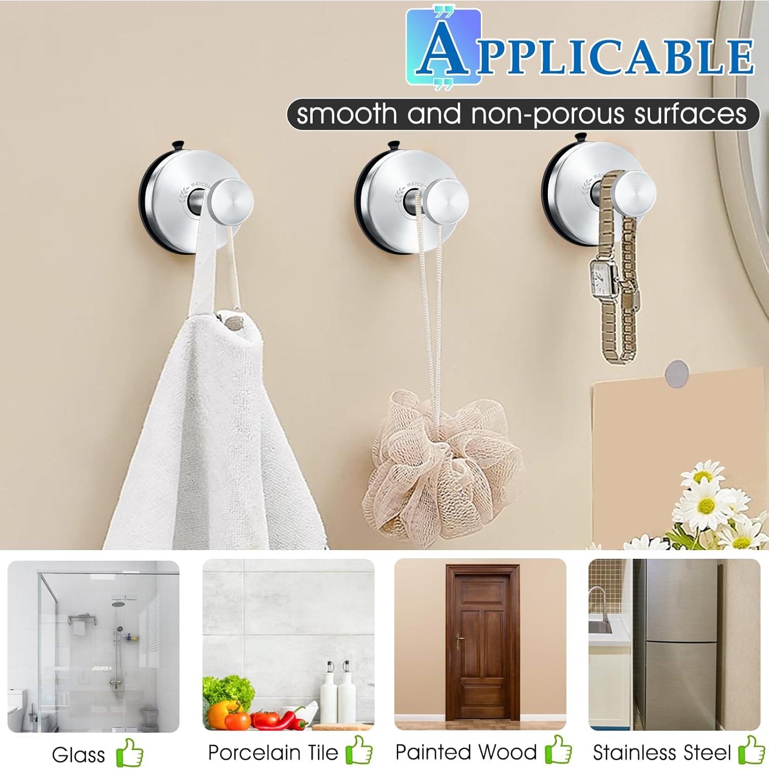 Ganchos de Ventosa WAYCOM para Ducha 2 Piezas Acero Inoxidable