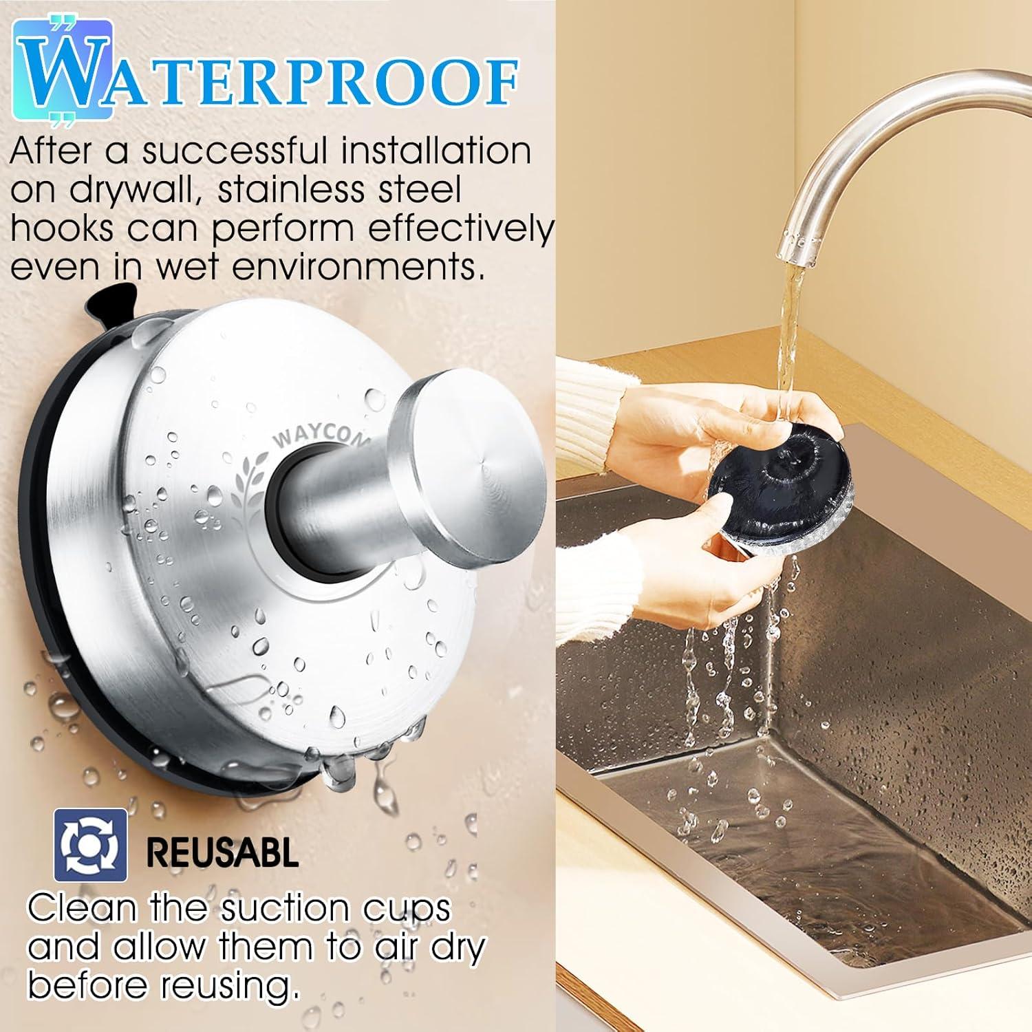 Ganchos de Ventosa WAYCOM para Ducha 2 Piezas Acero Inoxidable