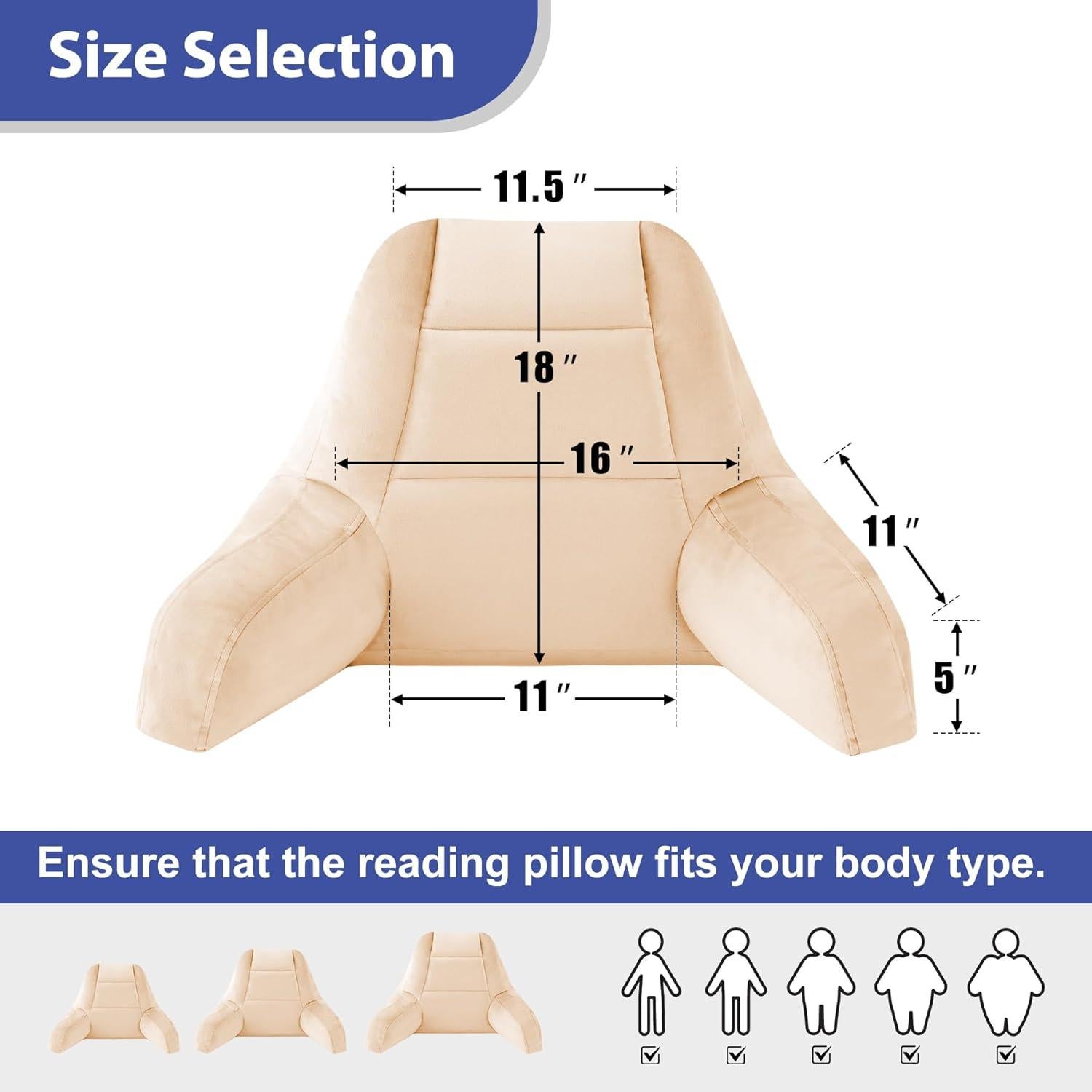 Almohada de Respaldo IASEAHK 45.72cm Beige para Leer en Cama