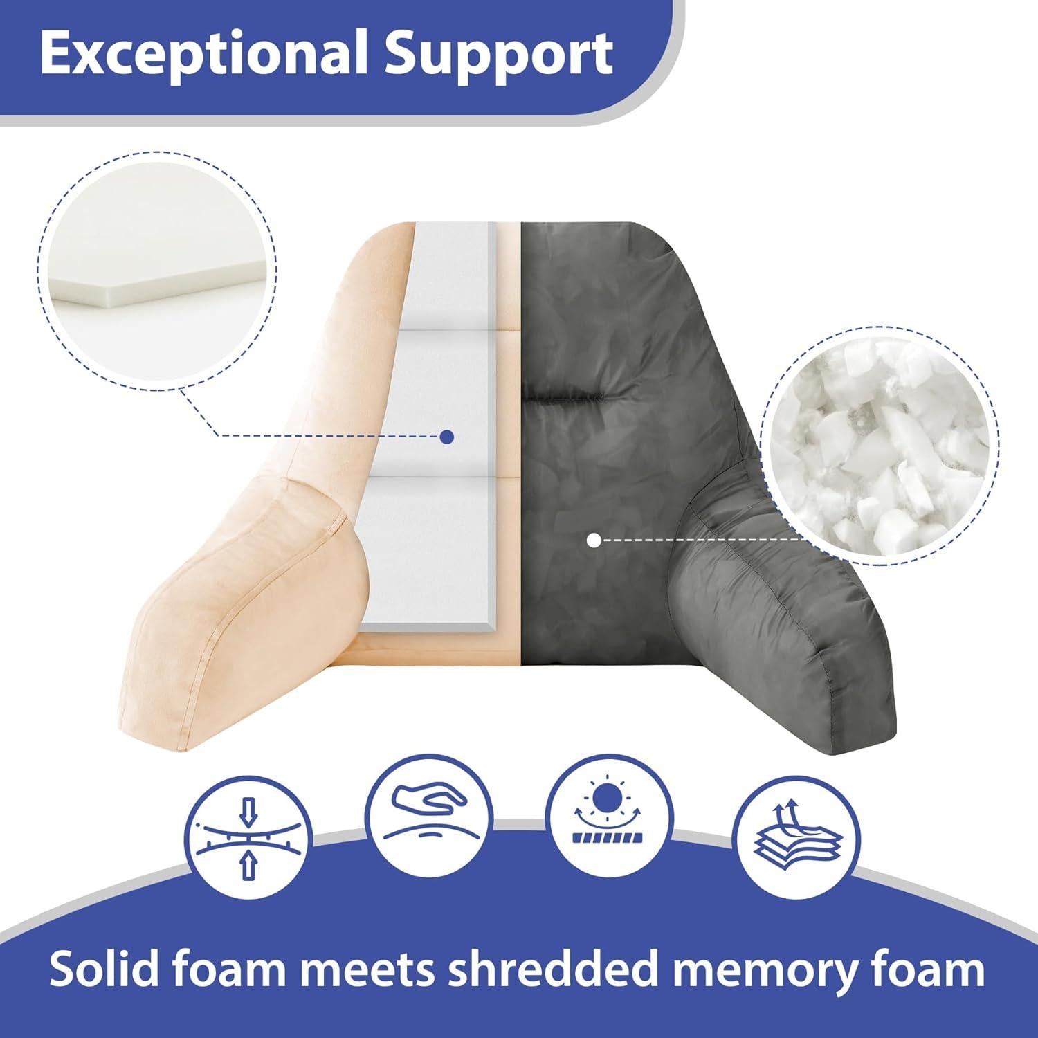 Almohada de Respaldo IASEAHK 45.72cm Beige para Leer en Cama