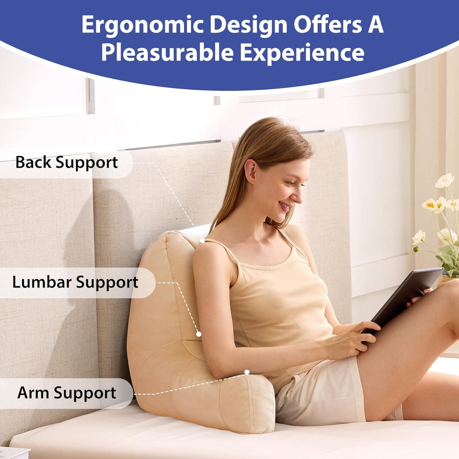 Almohada de Respaldo IASEAHK 45.72cm Beige para Leer en Cama