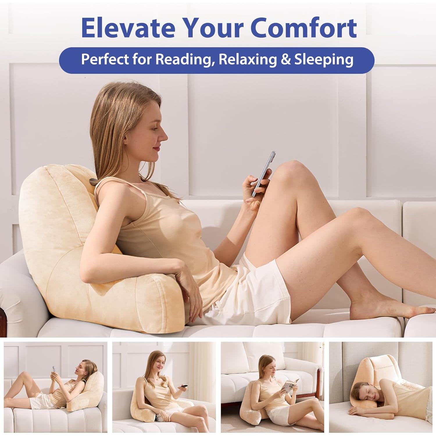 Almohada de Respaldo IASEAHK 45.72cm Beige para Leer en Cama