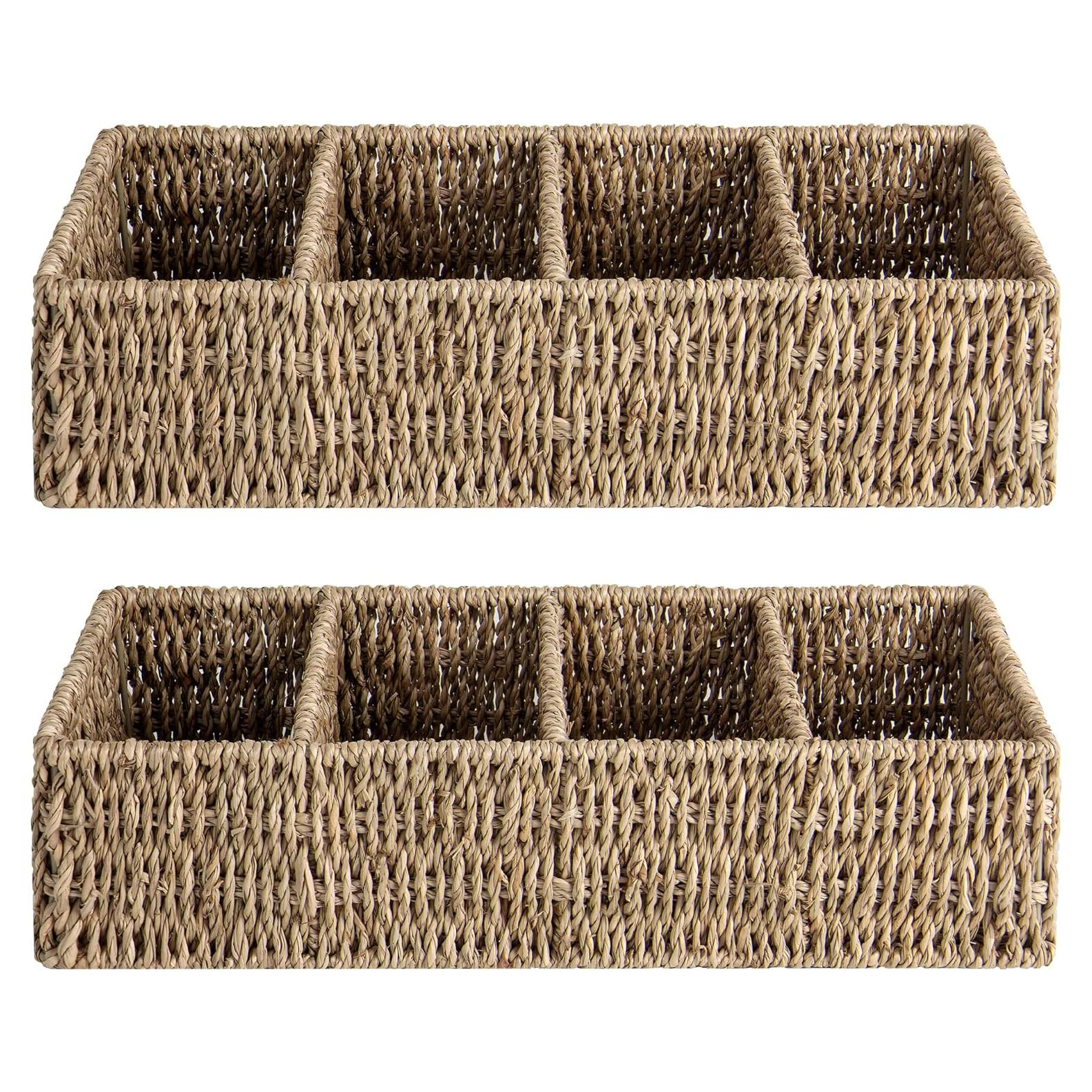 Cesta de Mimbre Pequeña StorageWorks 4 Secciones Natural