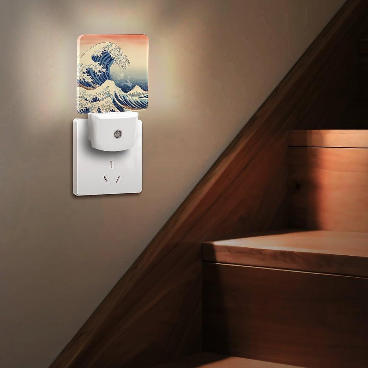 Luz Nocturna LED Enchufable YKJAHSD Olas del Océano 11.5x7.5 cm