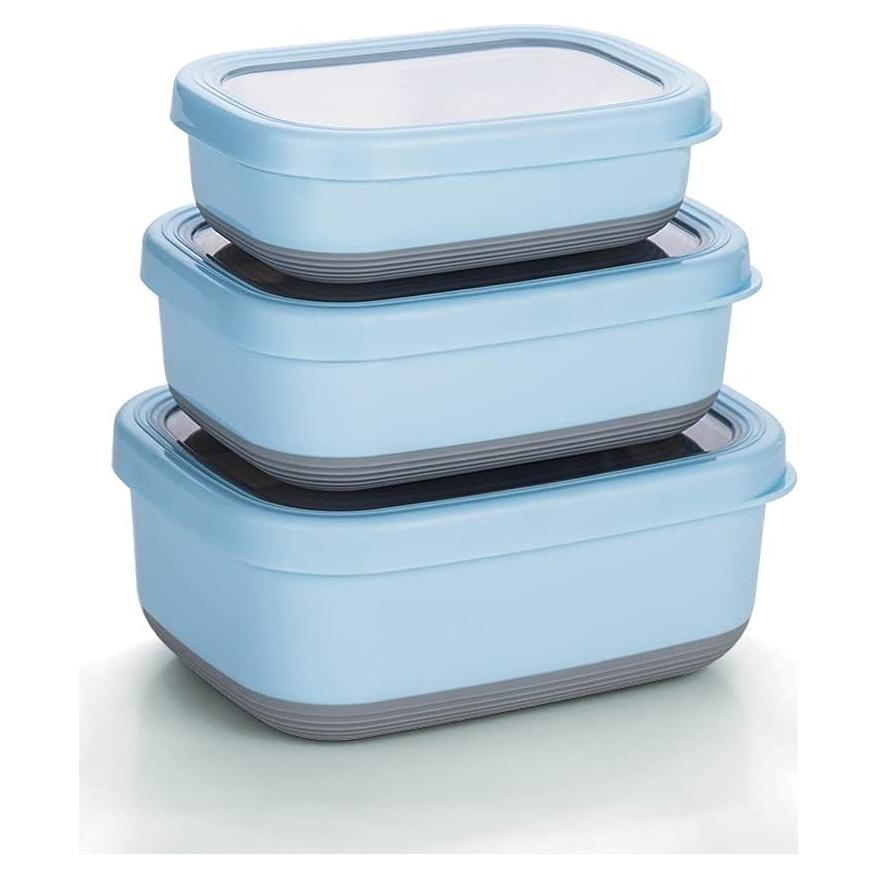 Contenedor de Ensalada Lille Home Acero Inoxidable 3 Piezas 1.4L