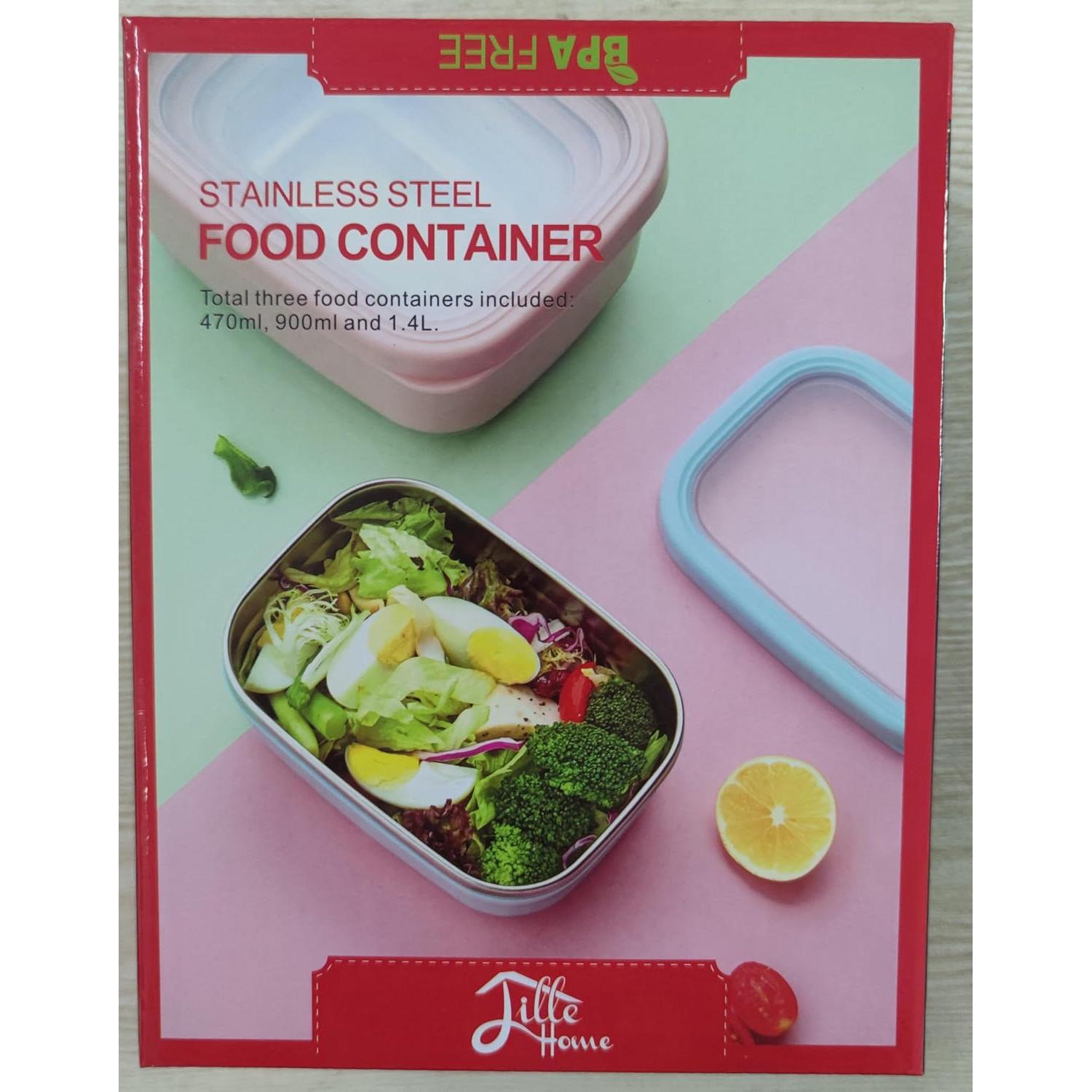 Contenedor de Ensalada Lille Home Acero Inoxidable 3 Piezas 1.4L