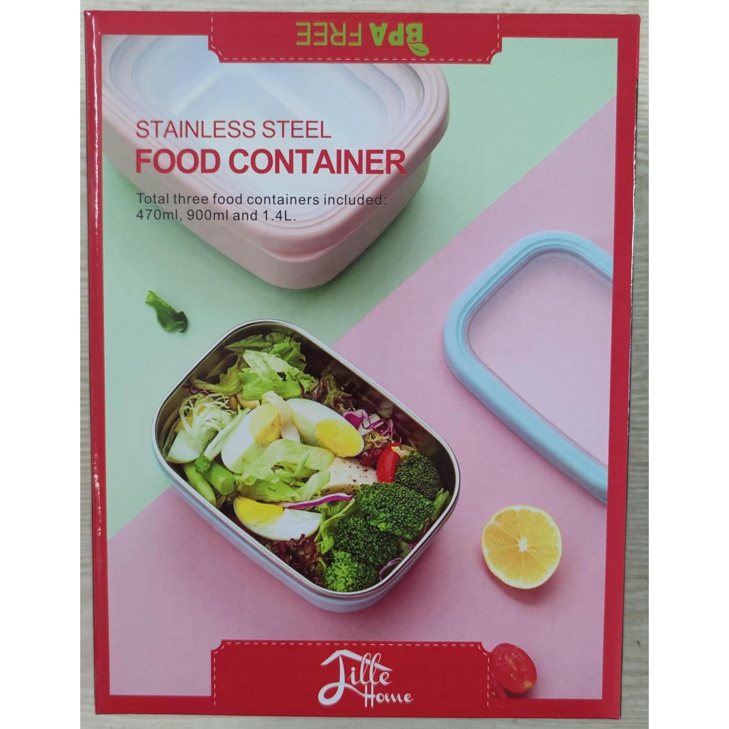 Contenedor de Ensalada Lille Home Acero Inoxidable 3 Piezas 1.4L