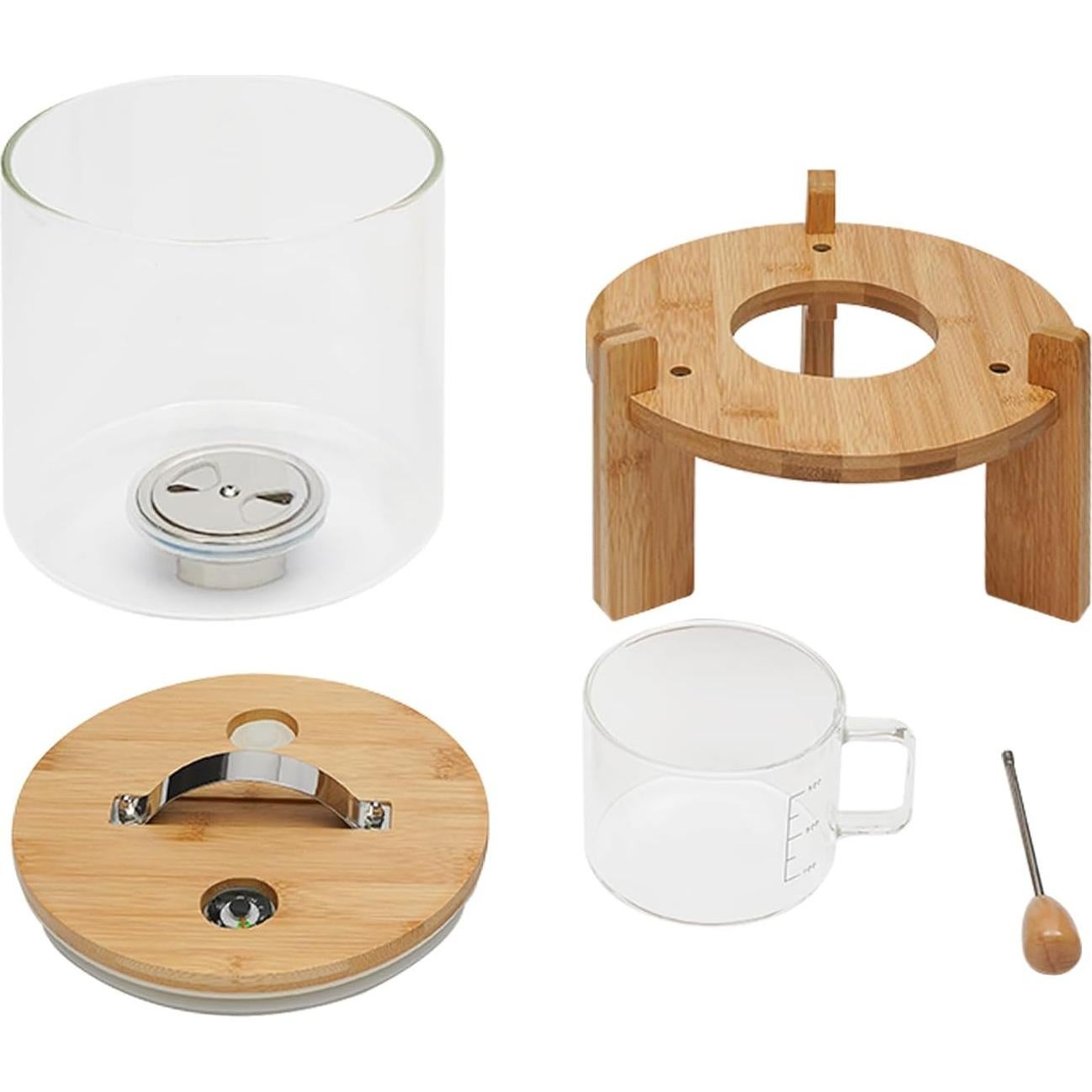 Dispensador de Alimentos Secos 5L Charmedlamp - Vidrio y Bambú