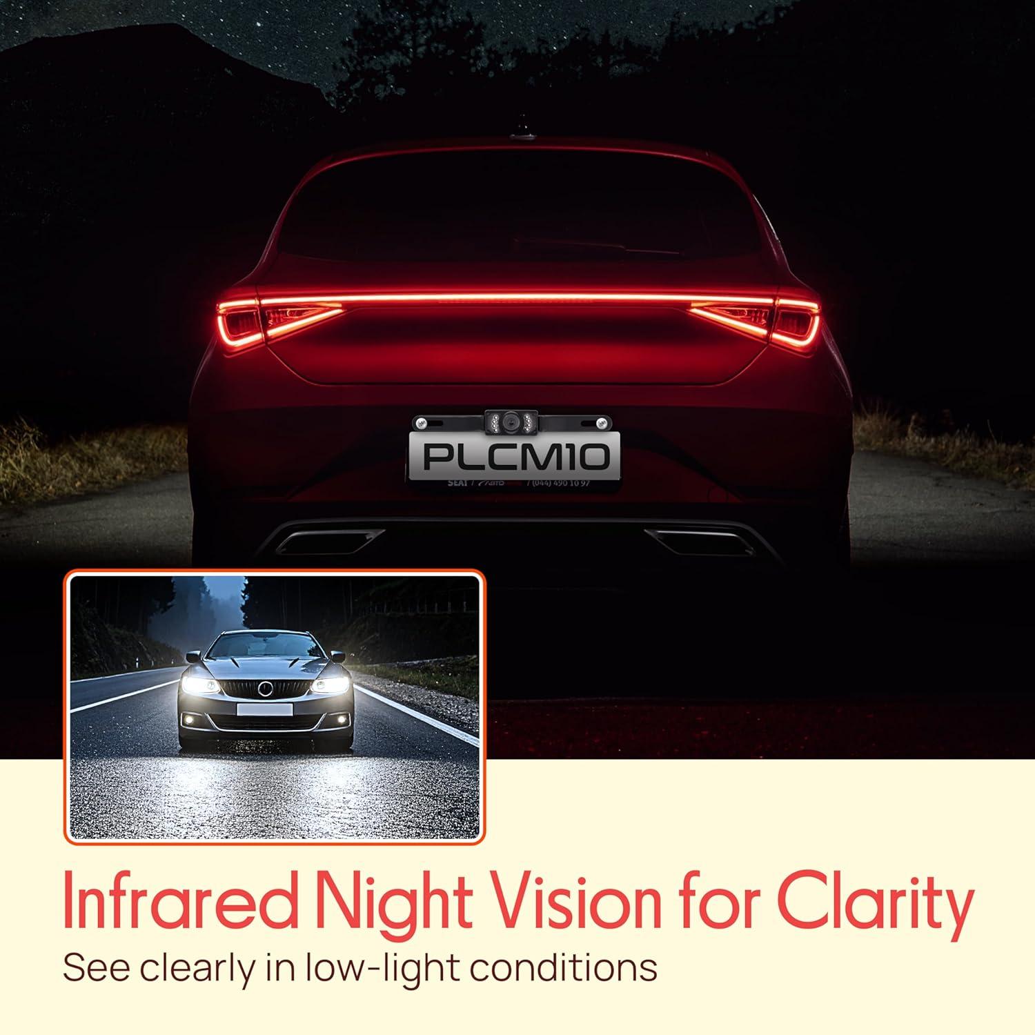 Cámara de Respaldo Pyle PLCM10 para Placa de Matrícula 1080p