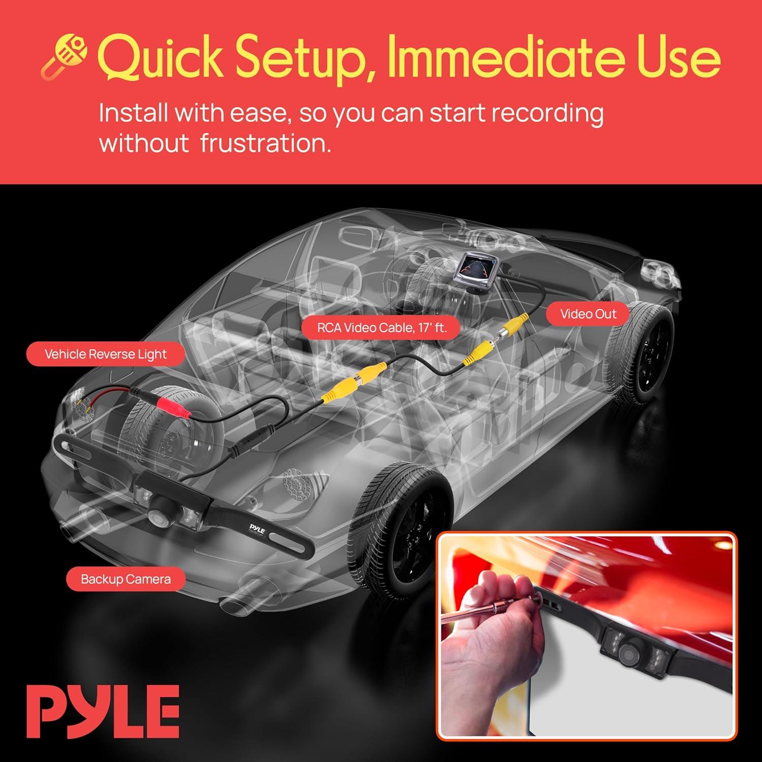 Cámara de Respaldo Pyle PLCM10 para Placa de Matrícula 1080p