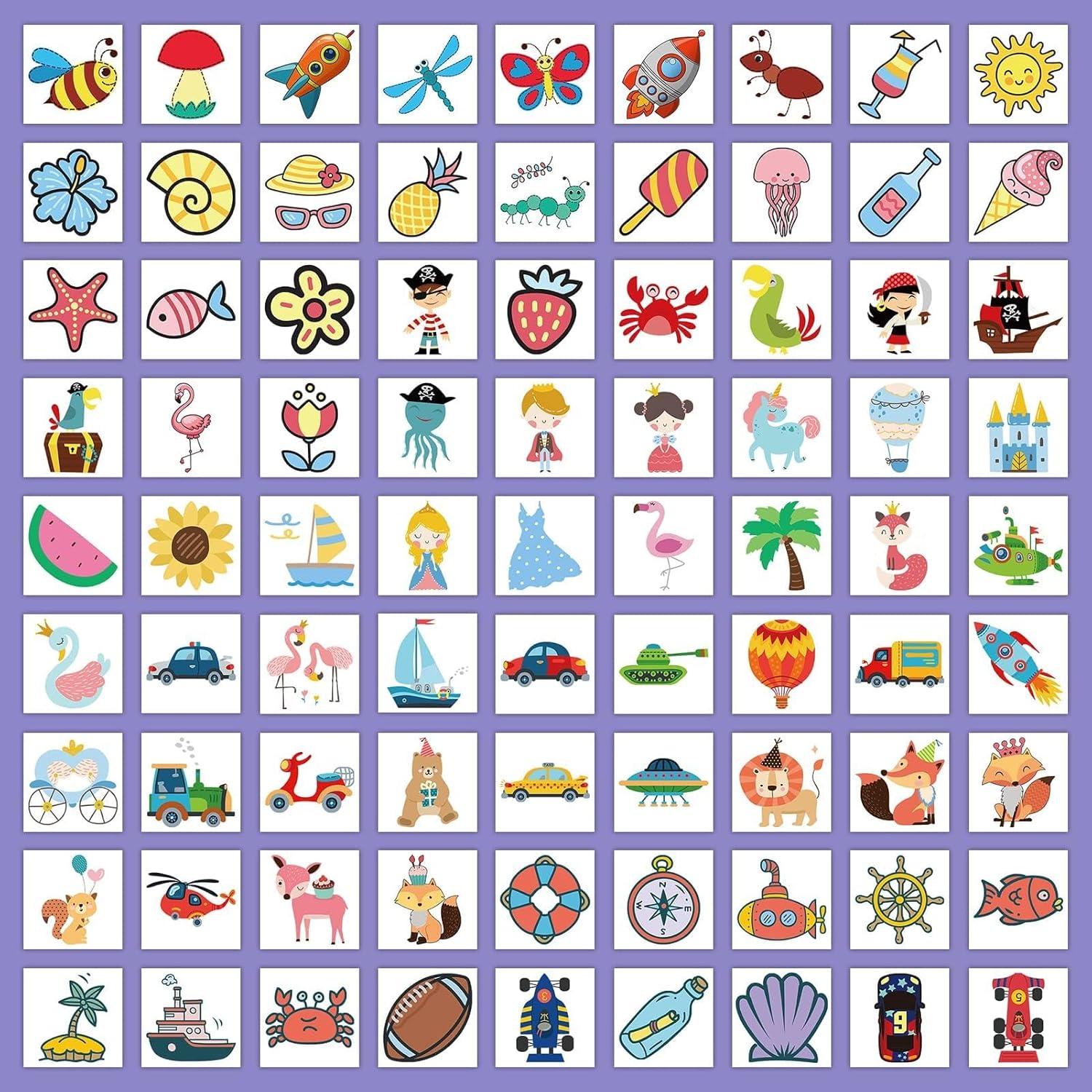 Tatuajes Temporales para Niños EMOME - 204 Hojas Coloridas