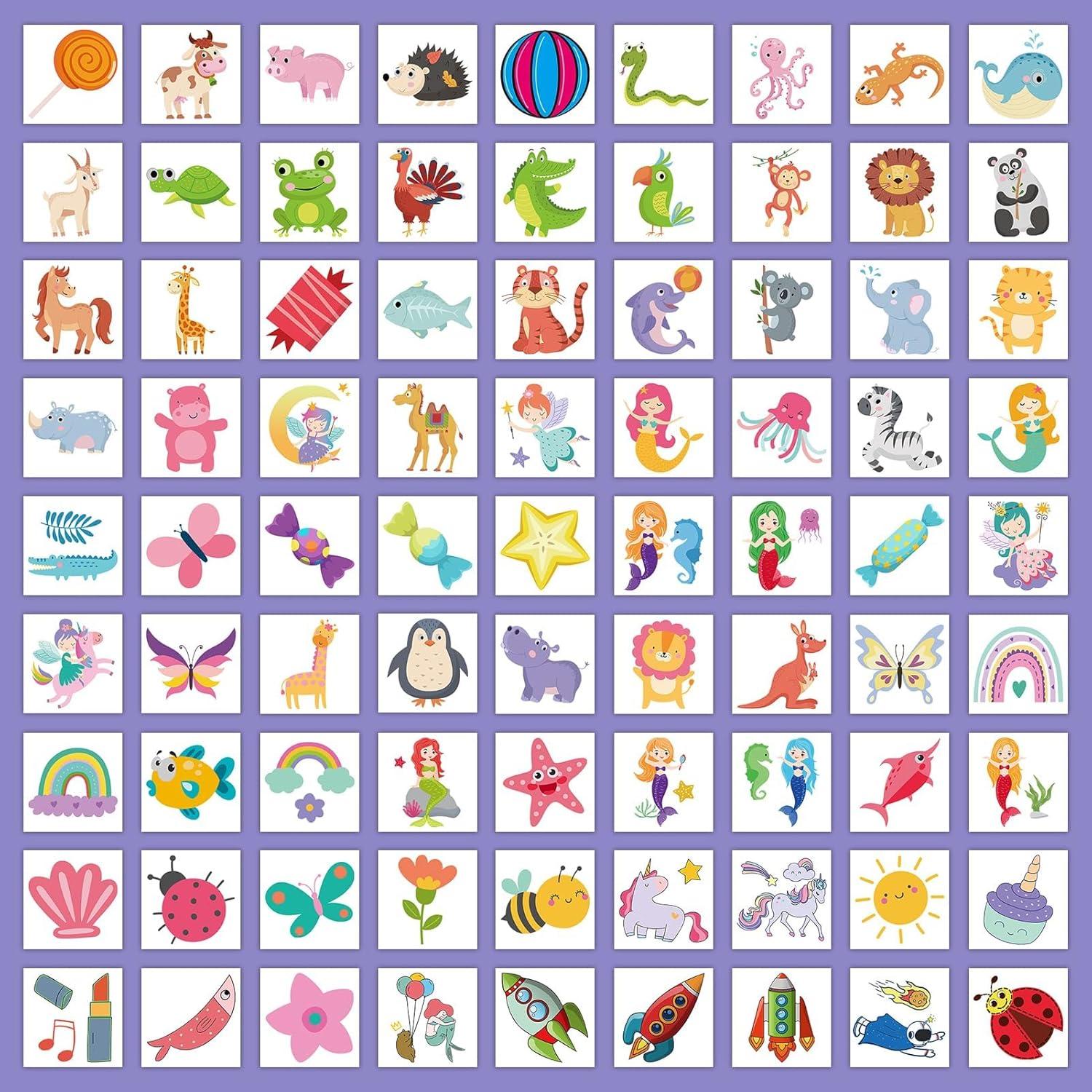 Tatuajes Temporales para Niños EMOME - 204 Hojas Coloridas