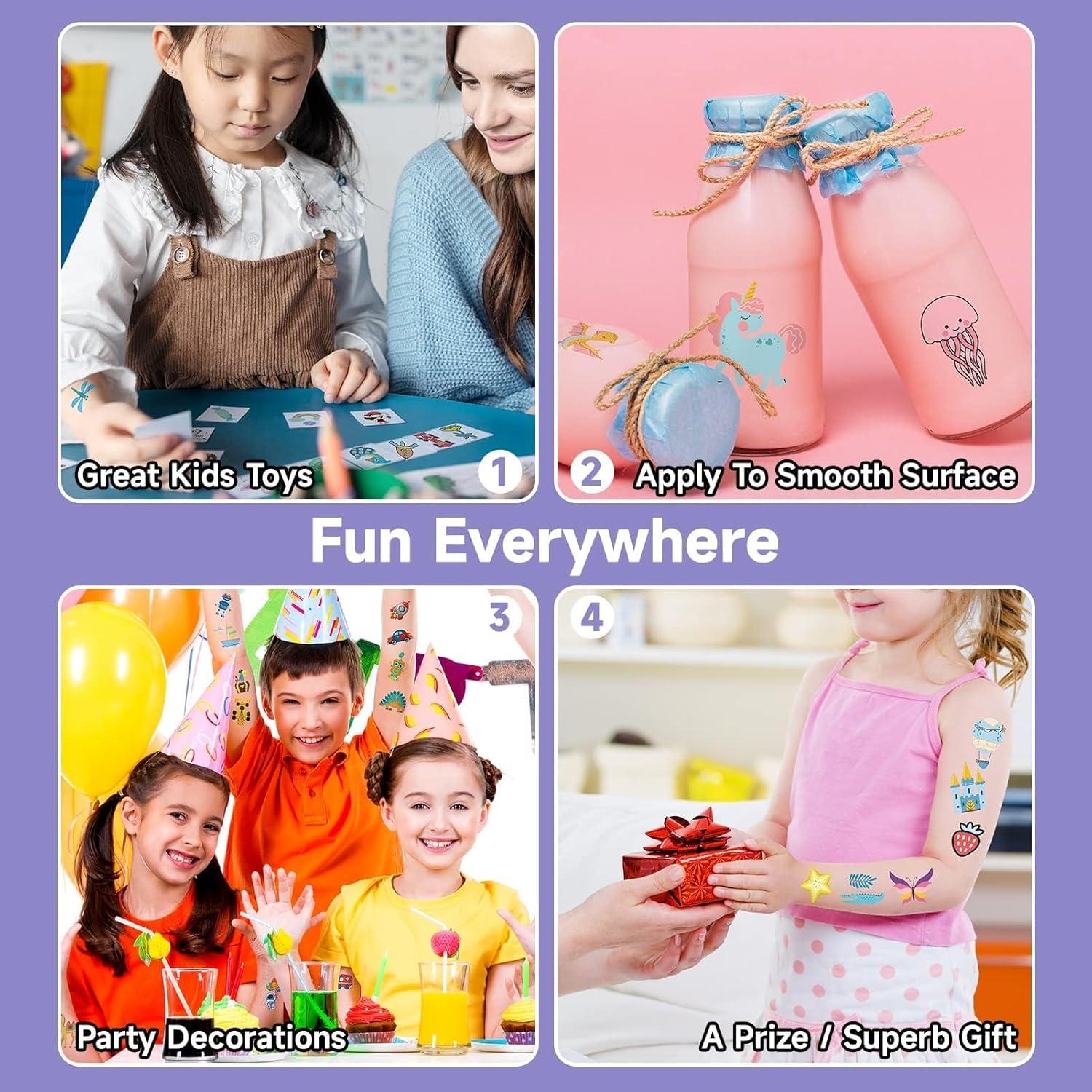 Tatuajes Temporales para Niños EMOME - 204 Hojas Coloridas