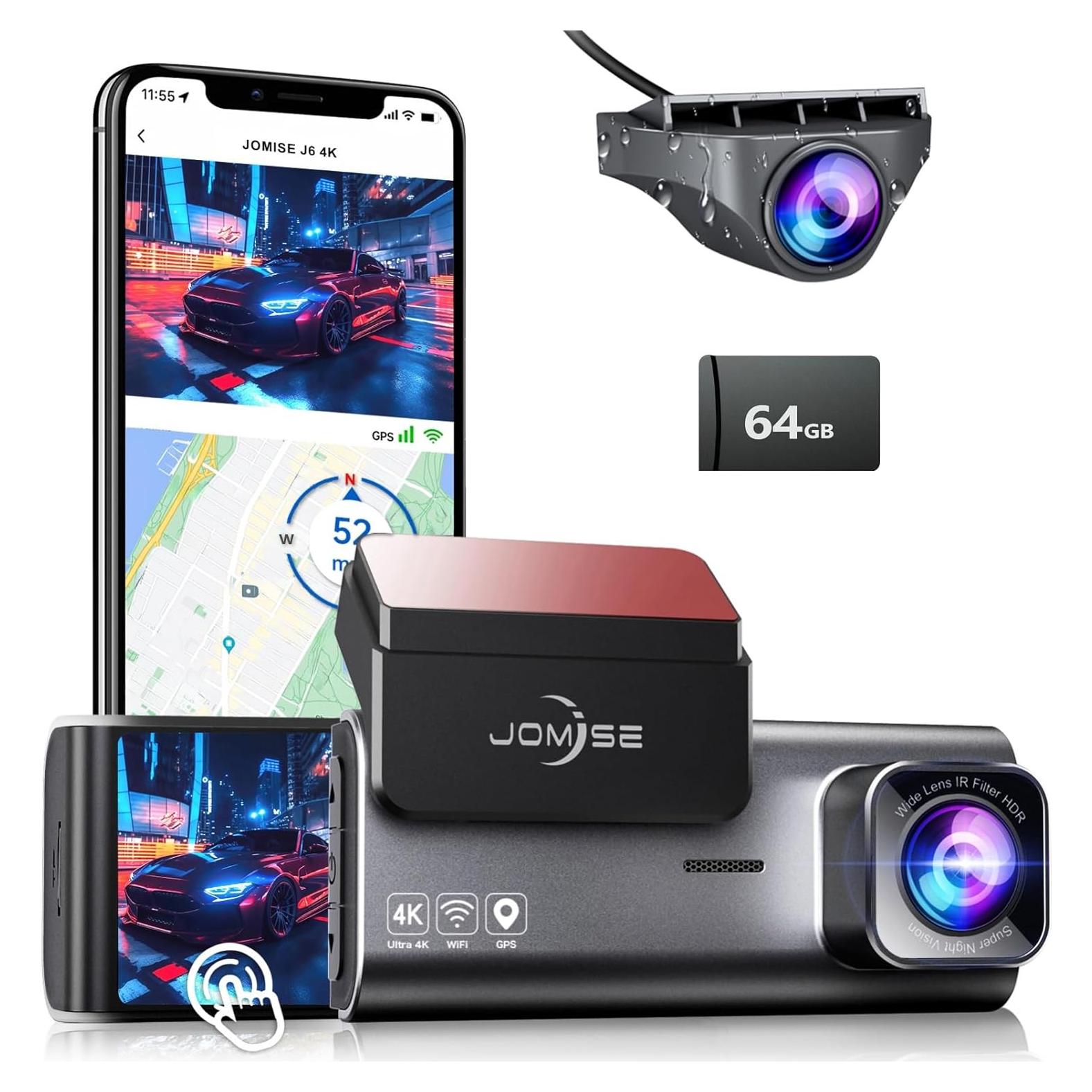 Cámara Dash JOMISE J6 4K Doble Delantera y Trasera GPS Wi-Fi