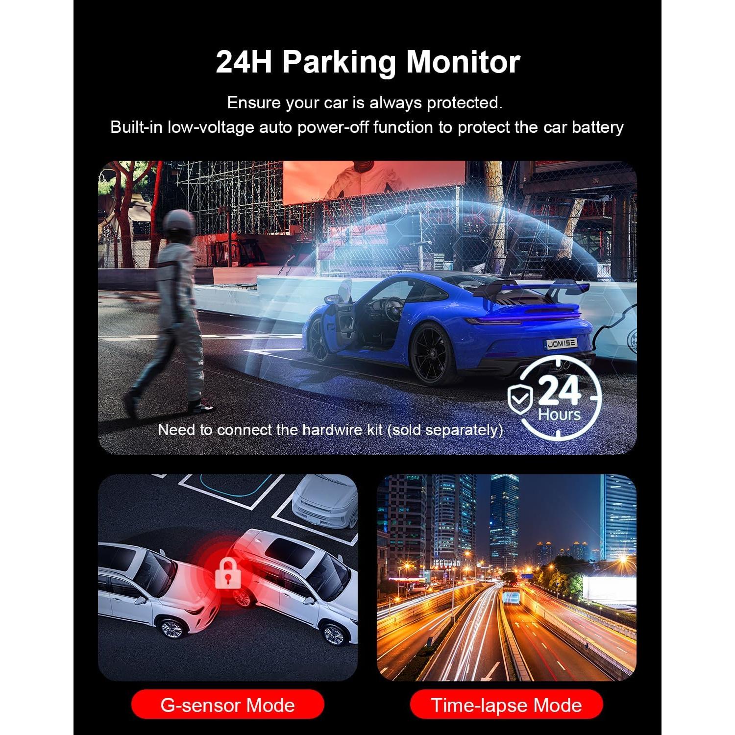 Cámara Dash JOMISE J6 4K Doble Delantera y Trasera GPS Wi-Fi