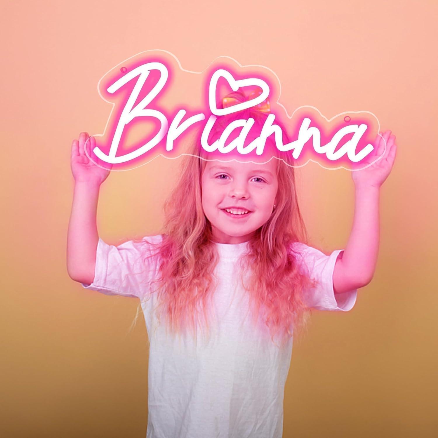 Letrero de Neón LED Personalizado Brianna Rosa 34x14.5cm