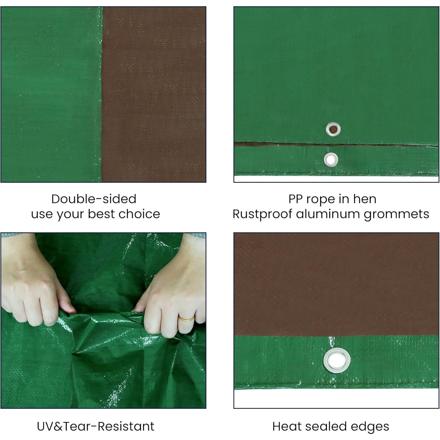 Lona Impermeable SUMORISE 3x3.6m 9mil Verde Marrón Resistente UV