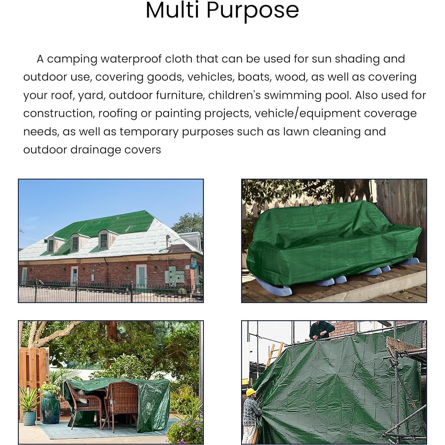 Lona Impermeable SUMORISE 3x3.6m 9mil Verde Marrón Resistente UV