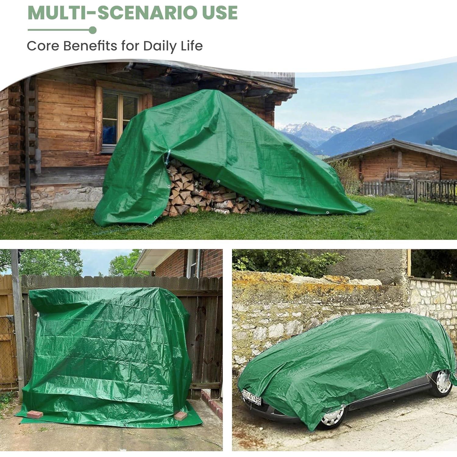 Lona Impermeable SUMORISE 3x3.6m 9mil Verde Marrón Resistente UV