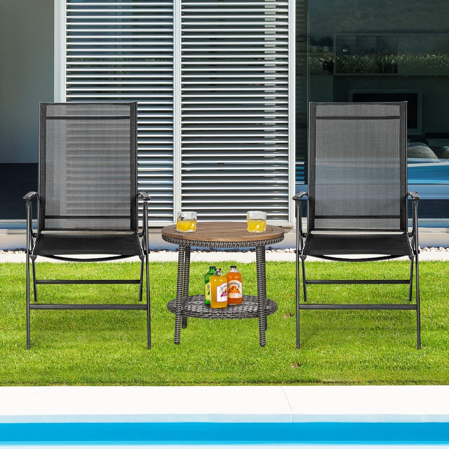 Conjunto de 2 Sillas Plegables Tangkula para Patio Negro