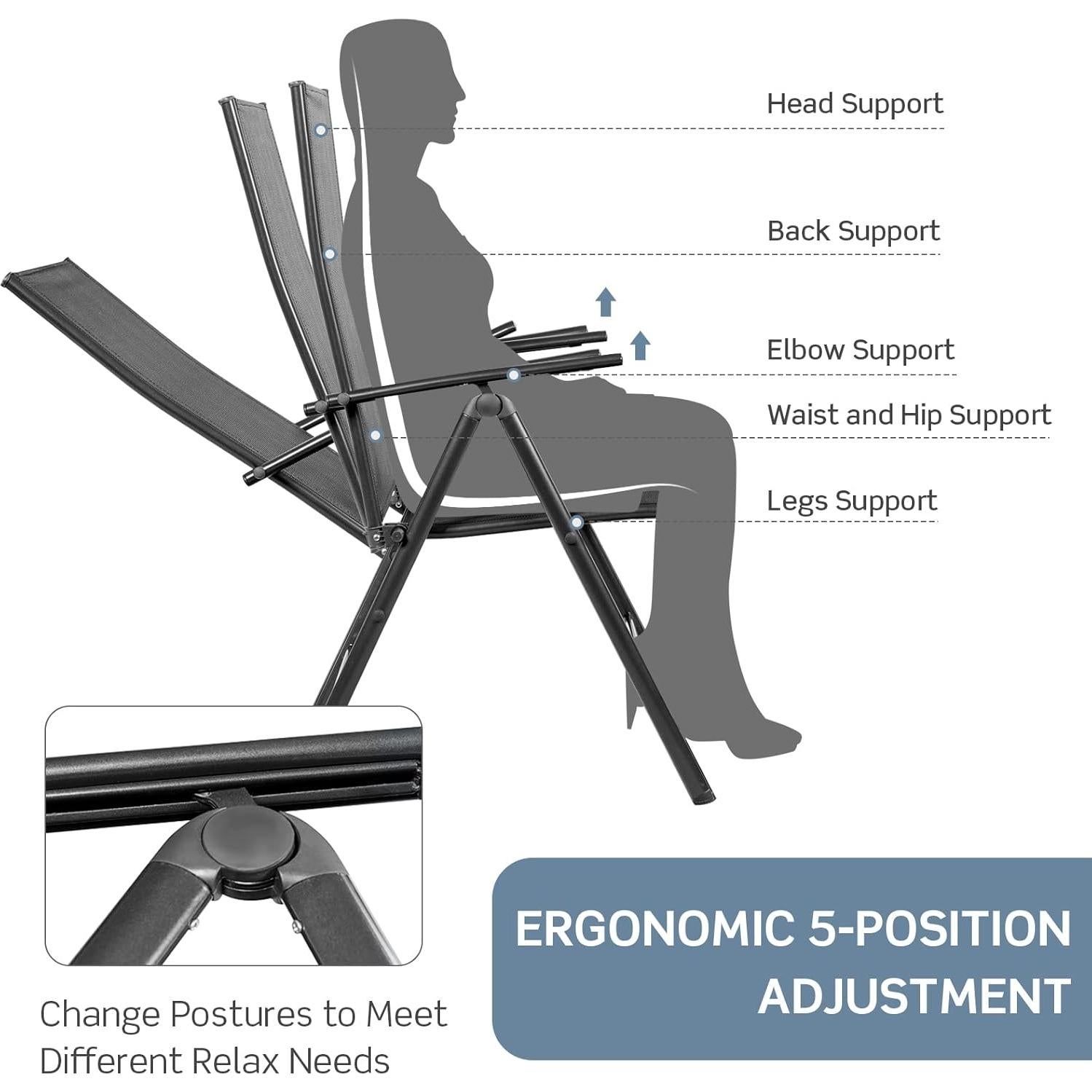 Conjunto de 2 Sillas Plegables Tangkula para Patio Negro