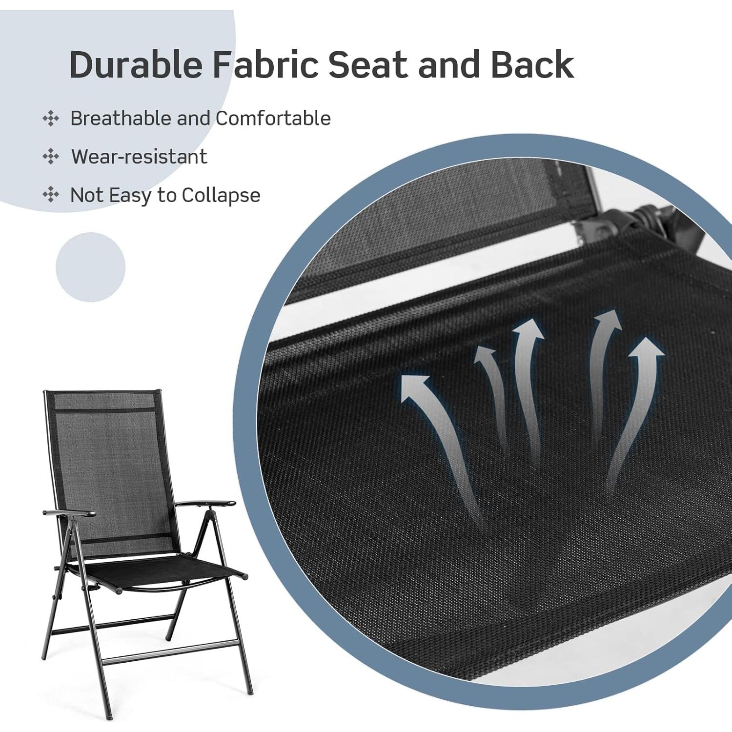 Conjunto de 2 Sillas Plegables Tangkula para Patio Negro