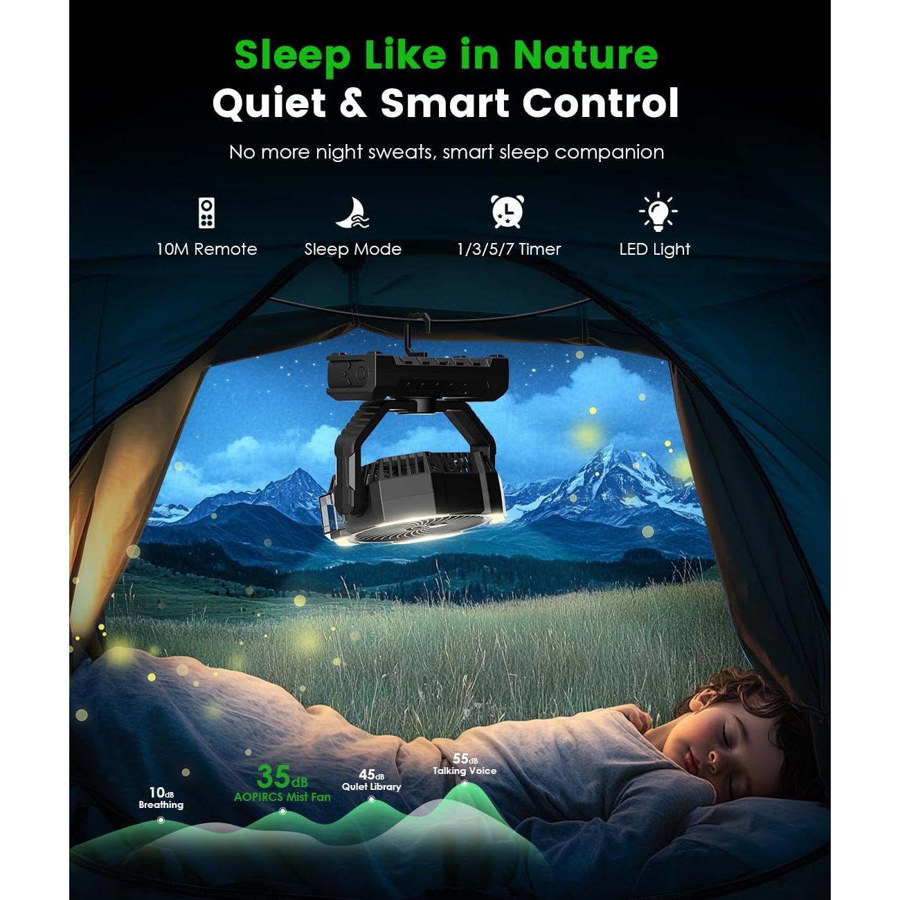 Ventilador de Camping Aopircs F038 con Nebulización 30000mAh