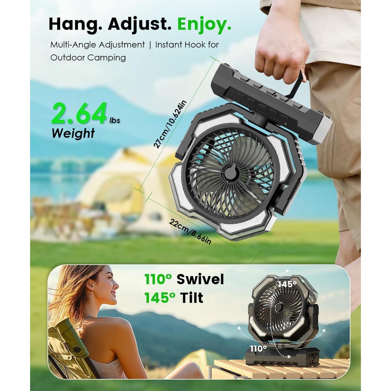 Ventilador de Camping Aopircs F038 con Nebulización 30000mAh