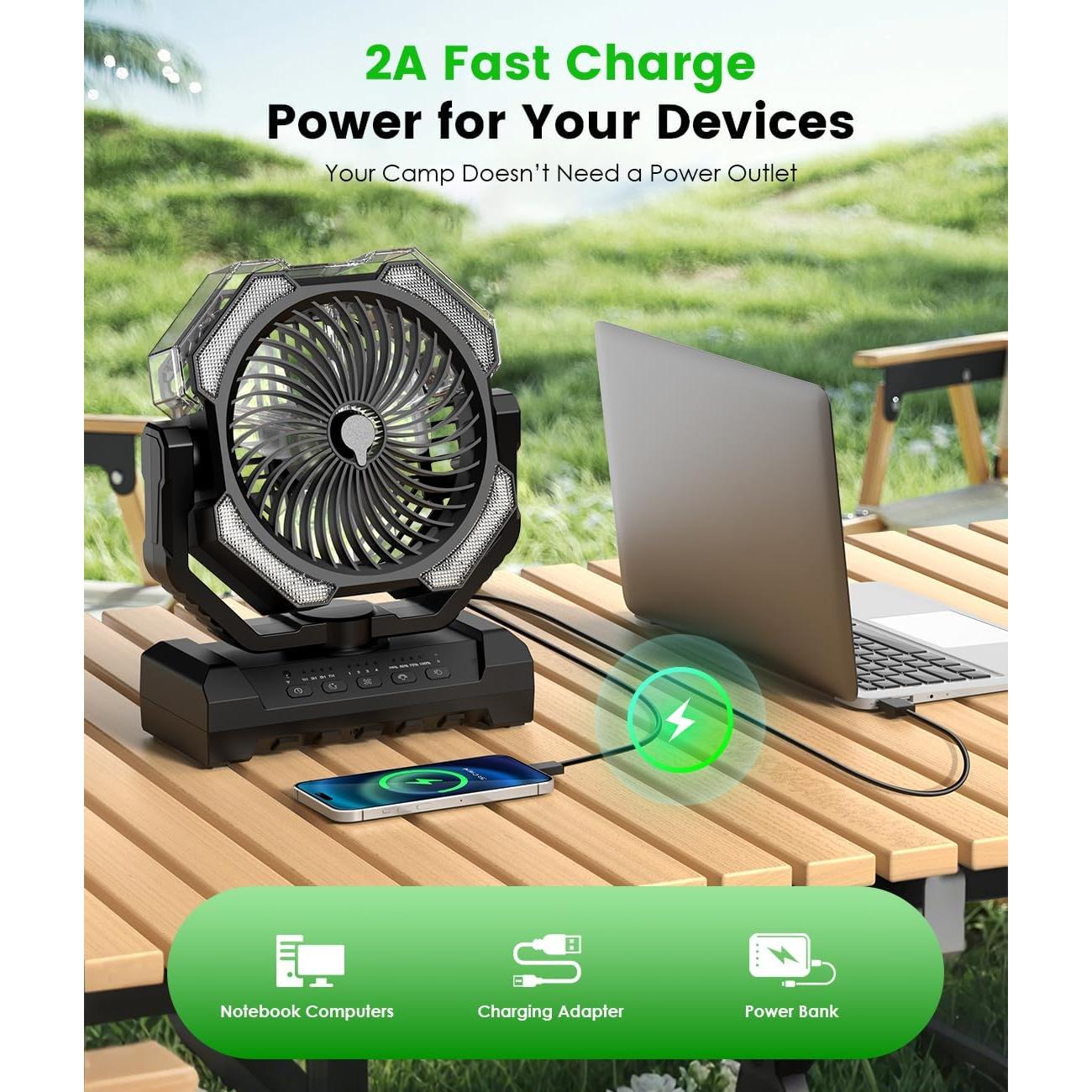 Ventilador de Camping Aopircs F038 con Nebulización 30000mAh