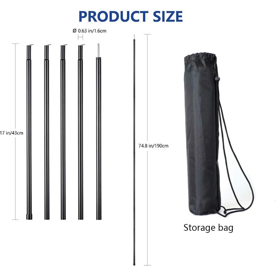 Varillas de tienda ajustables Sailupxinyuan - 2 paquetes 1.9m