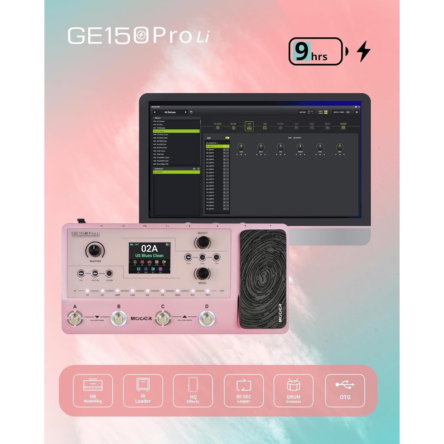 Pedal de Efectos MOOER GE150 Pro Li Rosa para Guitarra