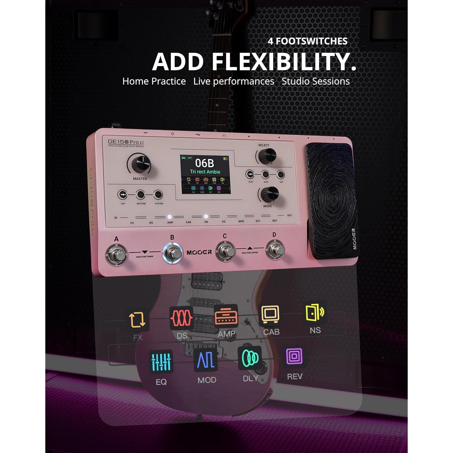 Pedal de Efectos MOOER GE150 Pro Li Rosa para Guitarra