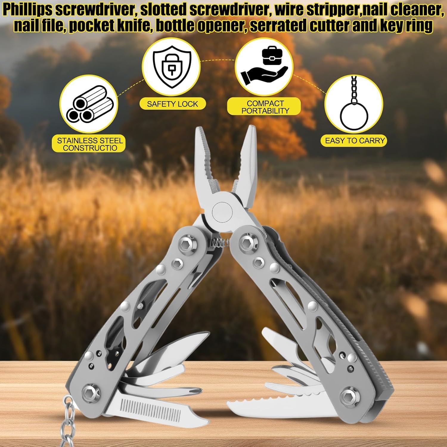 10 Sets Multiherramienta Plegable Lasnten Acero Inoxidable Gris