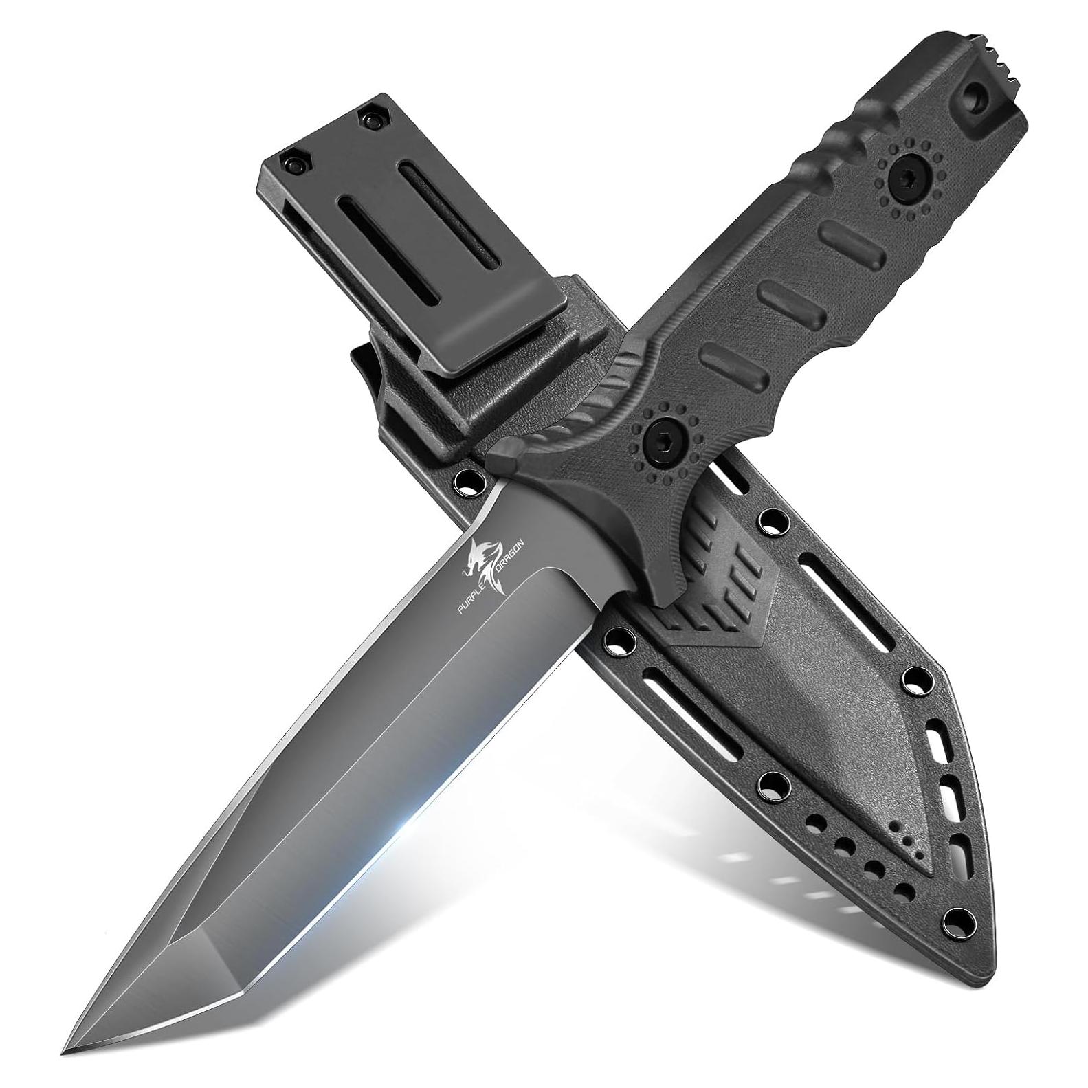 Cuchillo Fijo Dragón Púrpura con Funda Kydex 24.5cm Negro