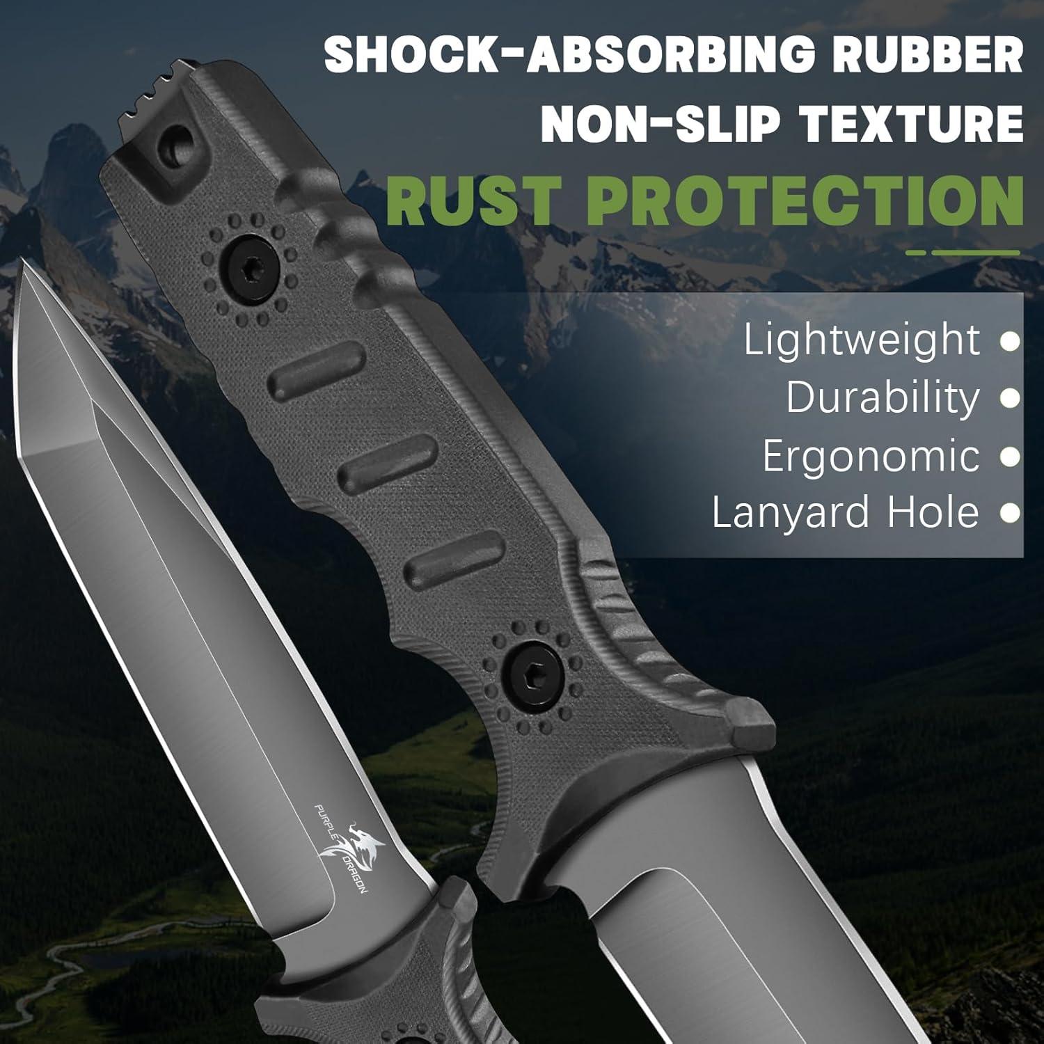 Cuchillo Fijo Dragón Púrpura con Funda Kydex 24.5cm Negro