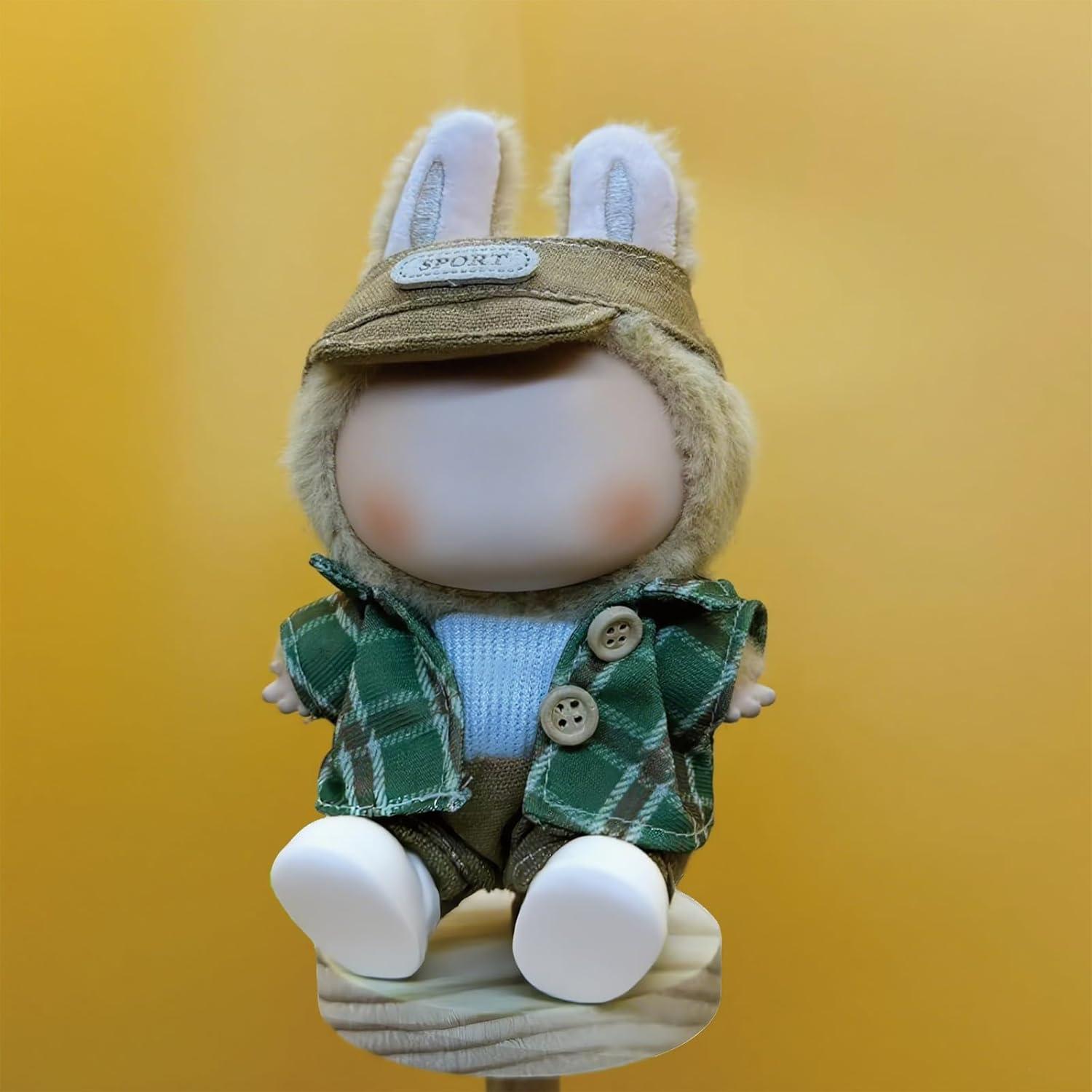 17cm Doll Clothes Designer Set （NO Doll）-Vintage Casual Style Jacket with Hat-Sitting Original Outfits (Green)