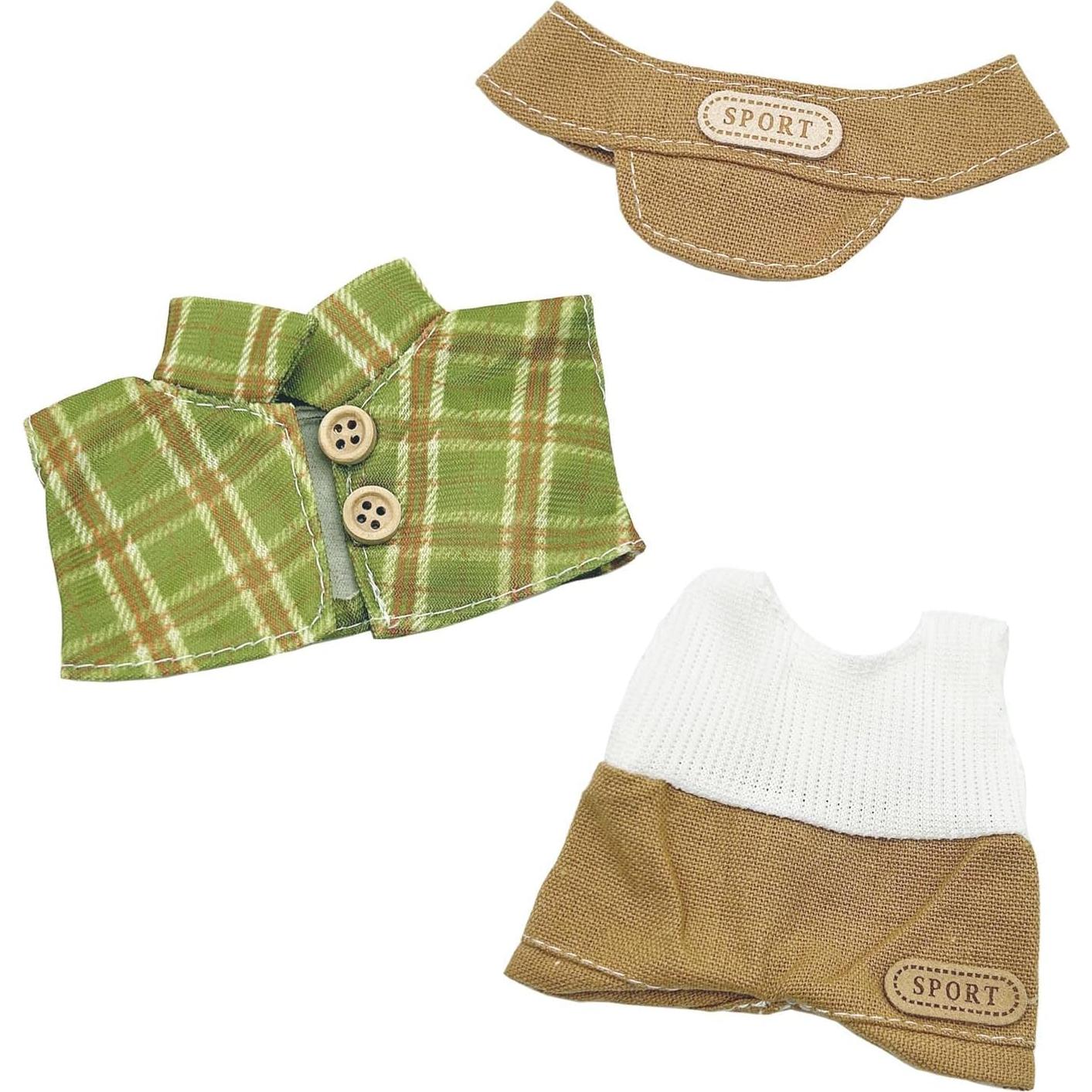 17cm Doll Clothes Designer Set （NO Doll）-Vintage Casual Style Jacket with Hat-Sitting Original Outfits (Green)