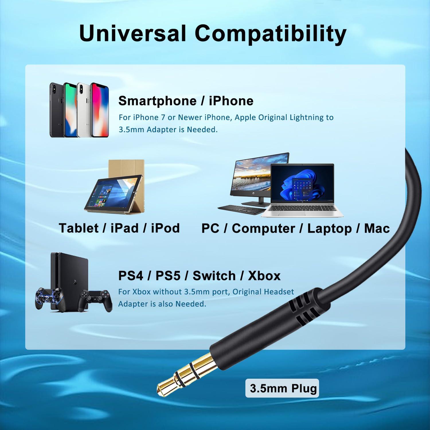 Cable de auriculares 2.5mm a 3.5mm Weatwo para Bose y JBL