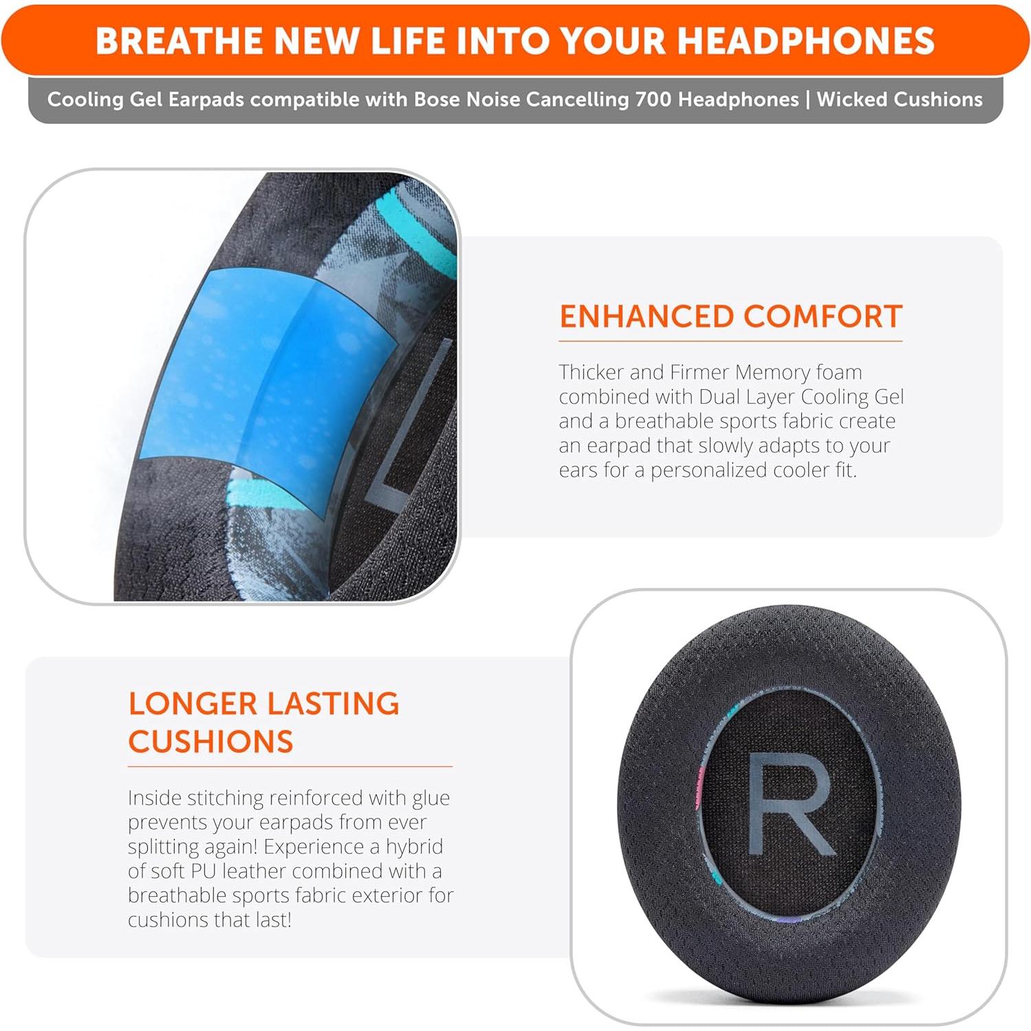Almohadillas de Gel Refrigerante Wicked Cushions para Bose 700