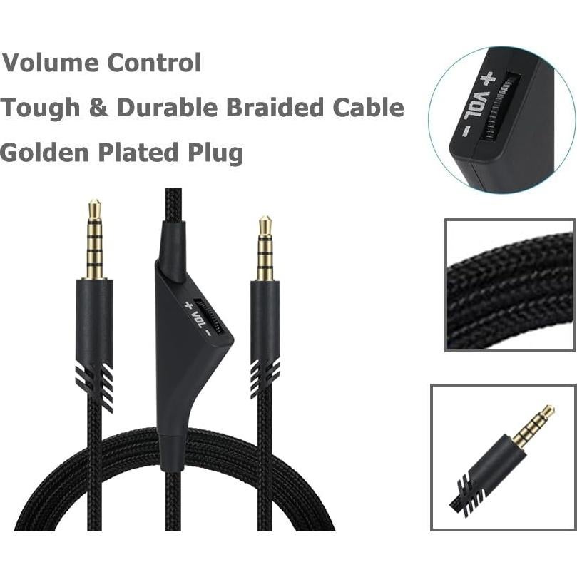 Cable de Reemplazo para Auriculares Astro A40 A10 2m con Control de Volumen