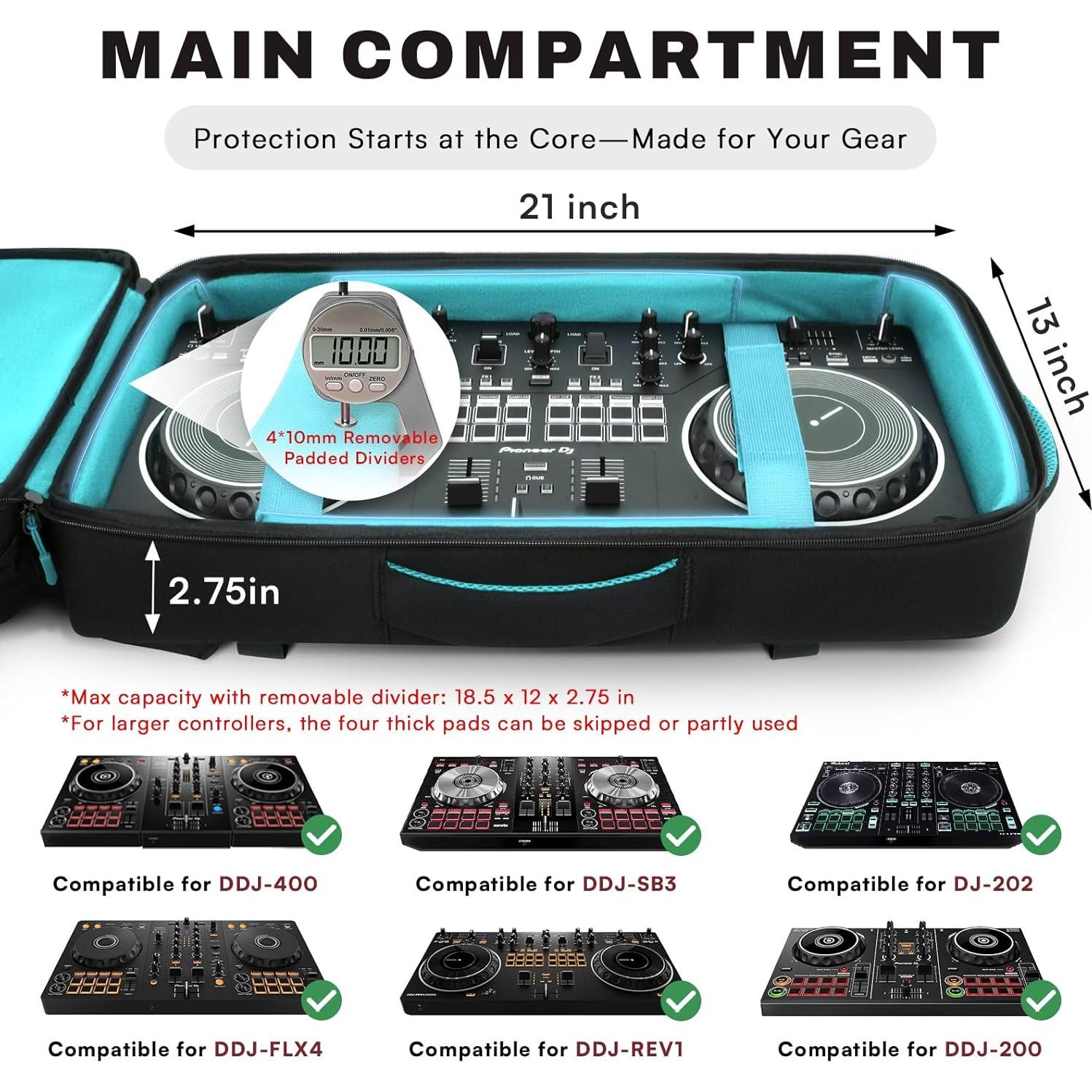 Bolsa DJ Aurotier para DDJ-FLX4/200/400/REV1, 17" Laptop