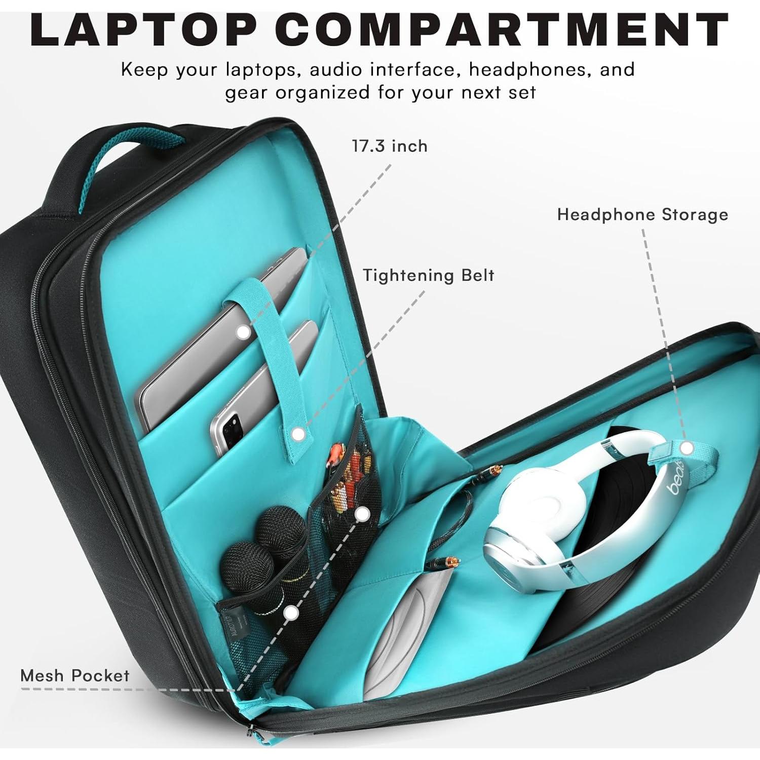 Bolsa DJ Aurotier para DDJ-FLX4/200/400/REV1, 17" Laptop