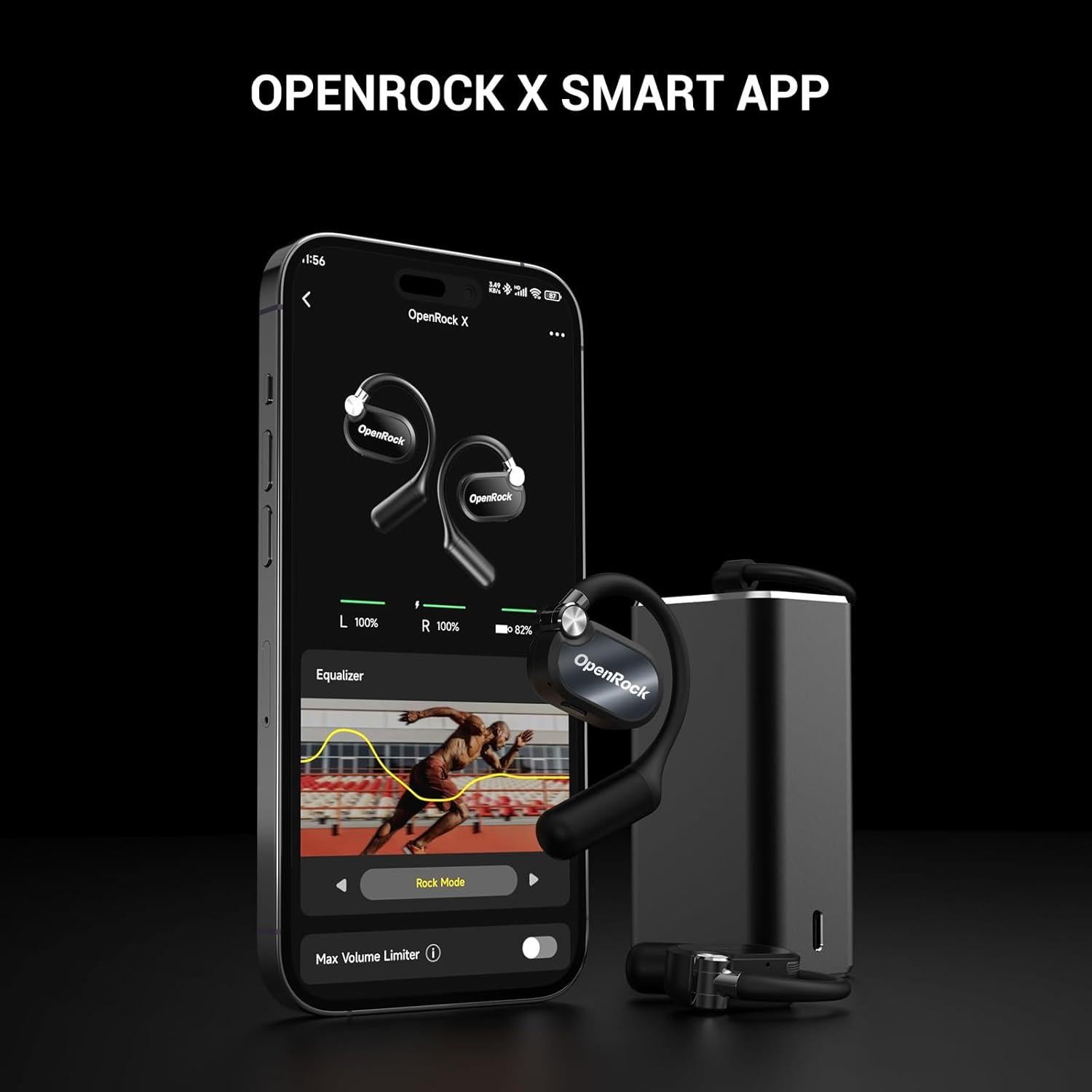 Auriculares Inalámbricos OpenRock X Negro, Bluetooth 5.3, IPX5