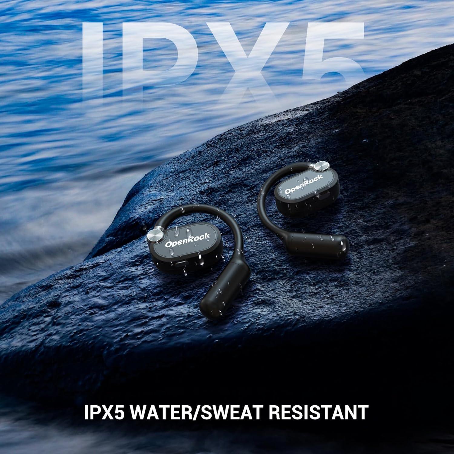 Auriculares Inalámbricos OpenRock X Negro, Bluetooth 5.3, IPX5