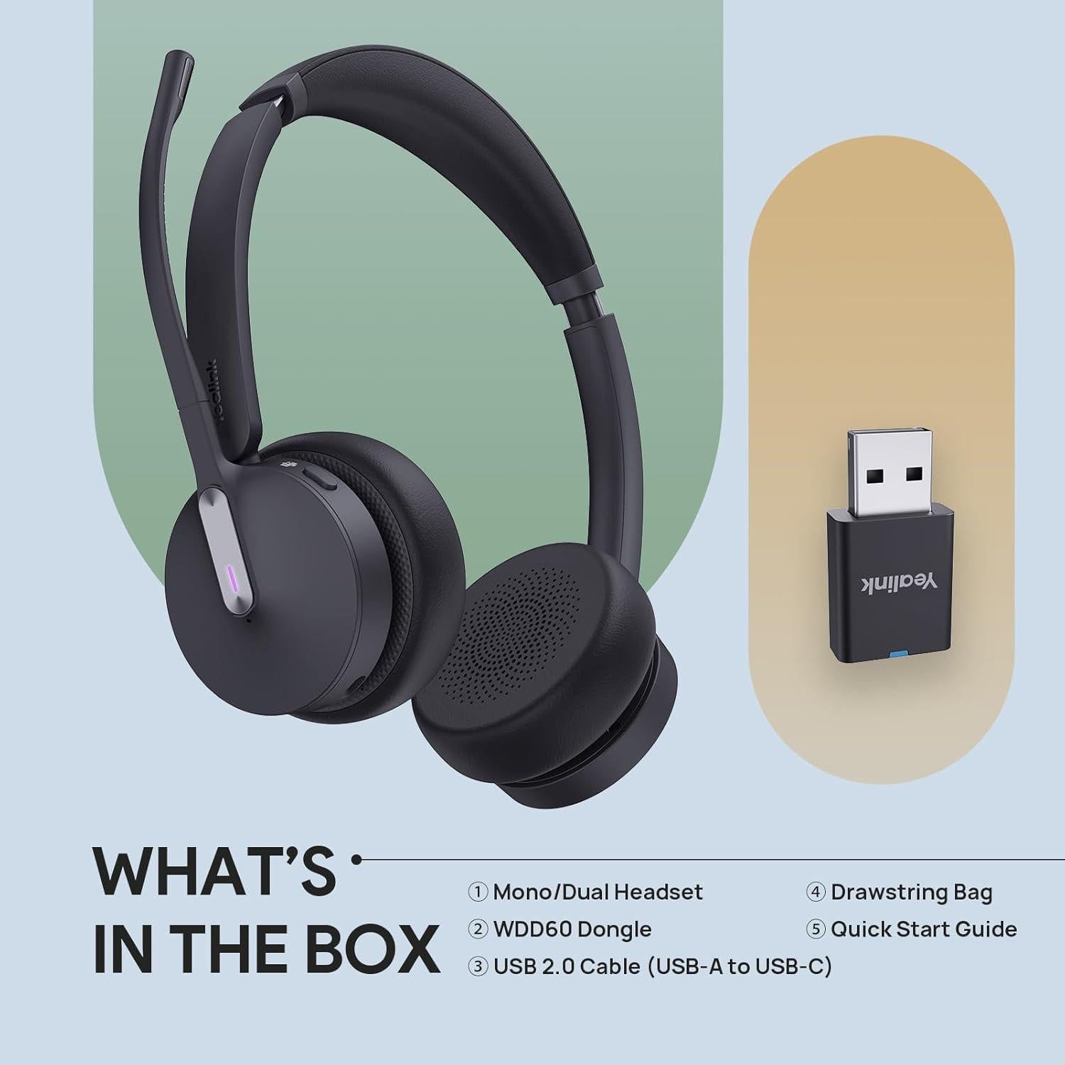 Auriculares Inalámbricos Yealink WH64 DECT Mono 150m 26h