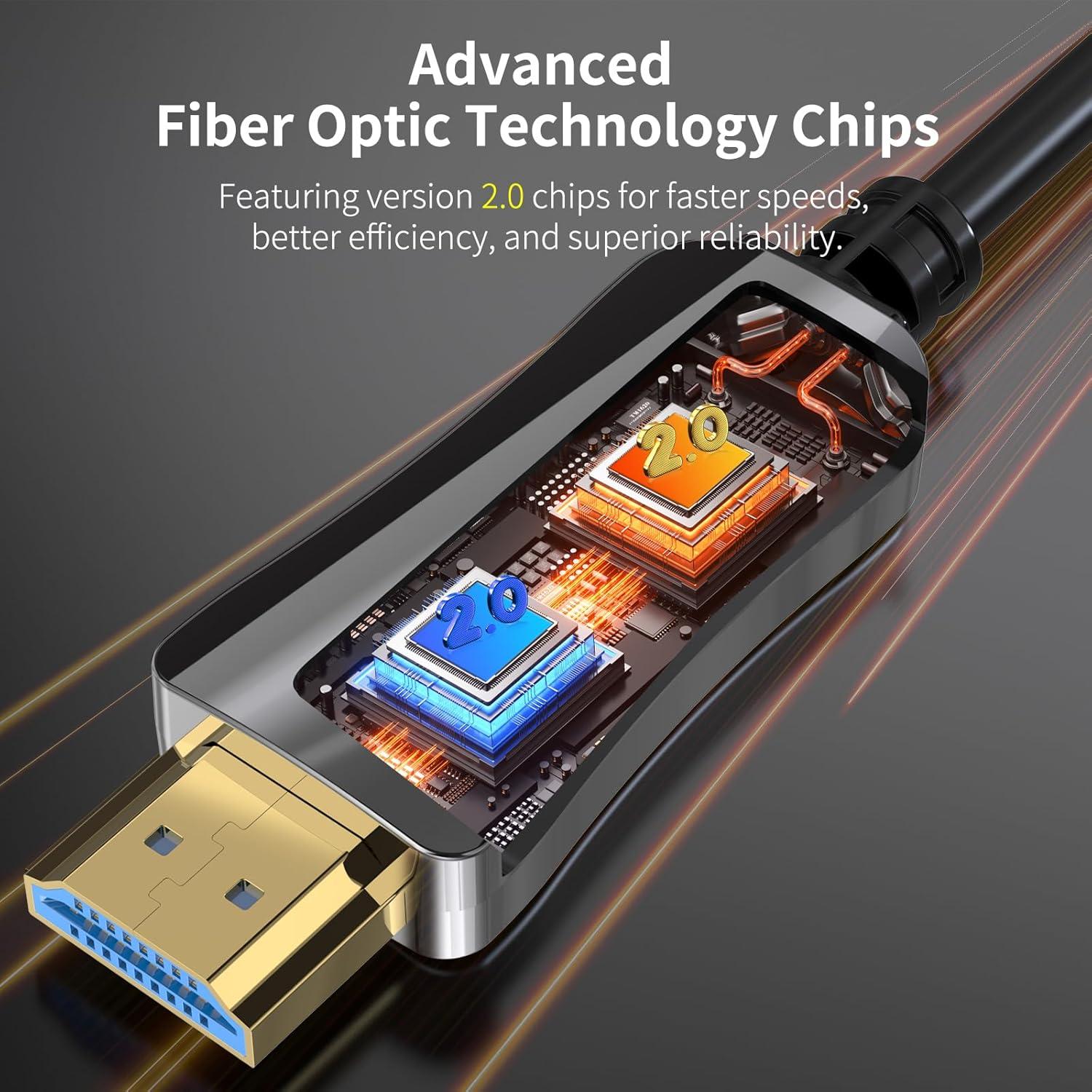 Cable HDMI de fibra óptica 2m ATZEBE 4K 60Hz HDR 18Gbps