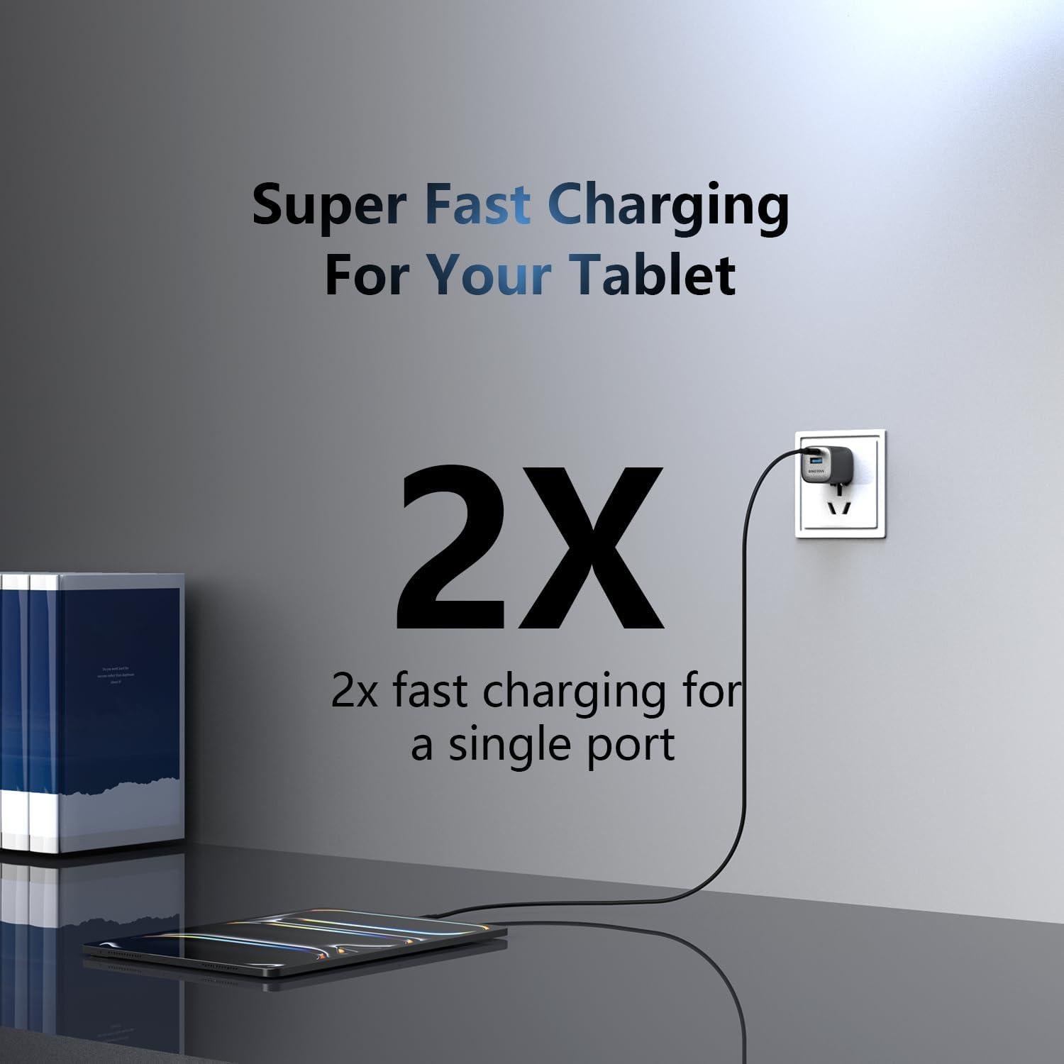 Cargador Rápido 45W GaN DIEKQINN USB-C y USB-A Negro