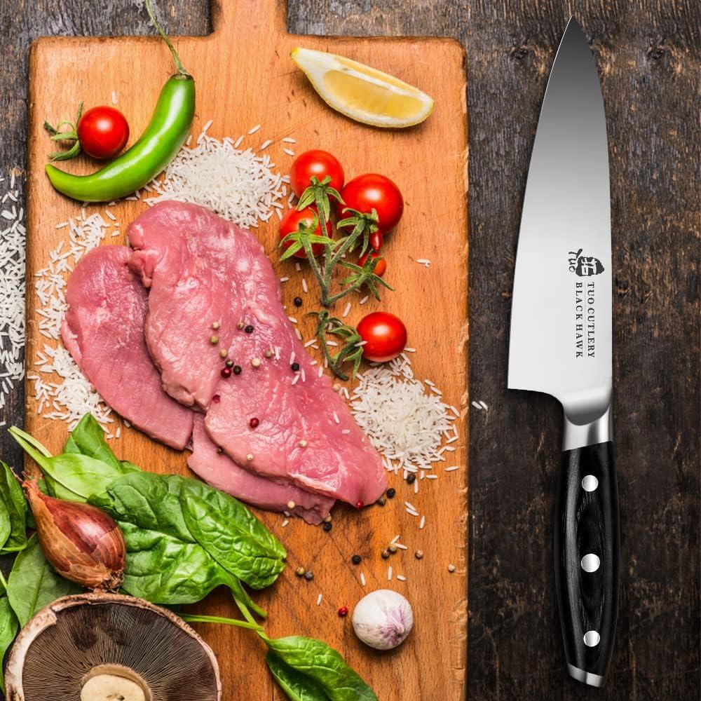 Cuchillo de Chef TUO 7" Acero Alemán Pakkawood Serie Black Hawk