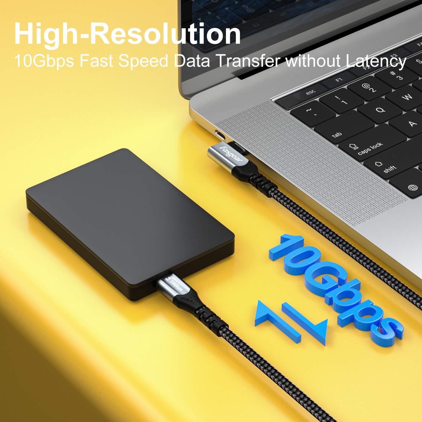 Cable USB-C a USB-C Fasgear 100W 0.91m 90 Grados 10Gbps
